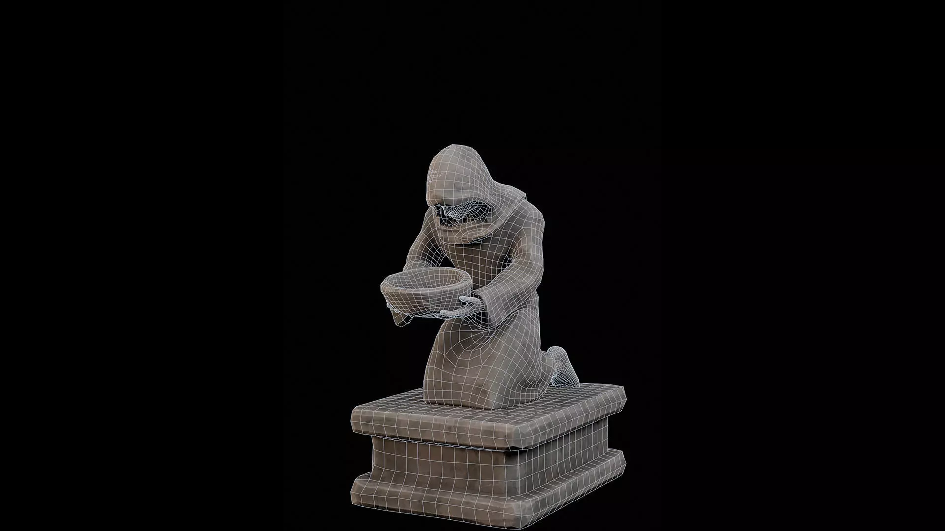 Robed Statue Low-poly 3D model_2