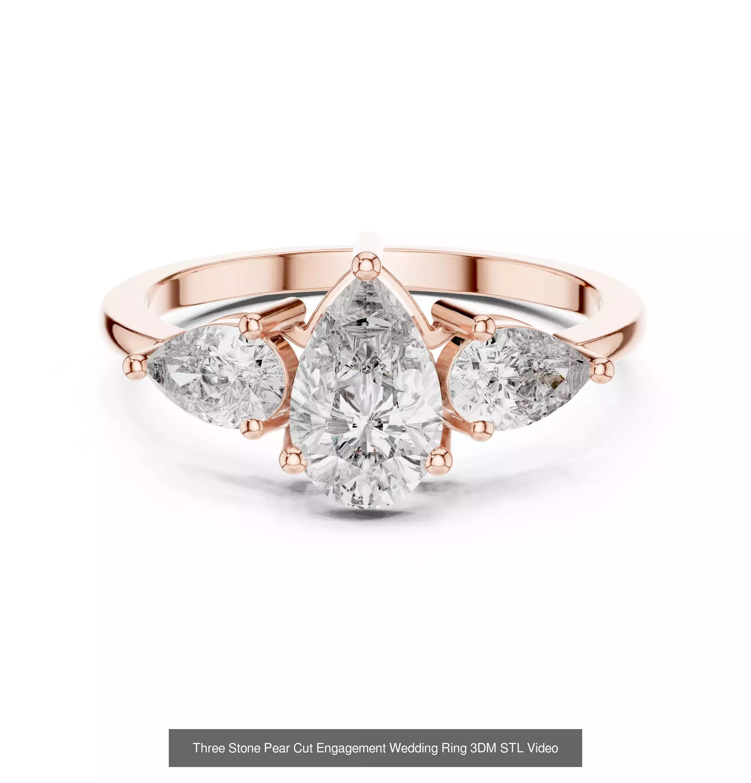 185 Three Stone Rings 3DM STL OBJ FBX 3 Color Render Video 3D Model Collection_64