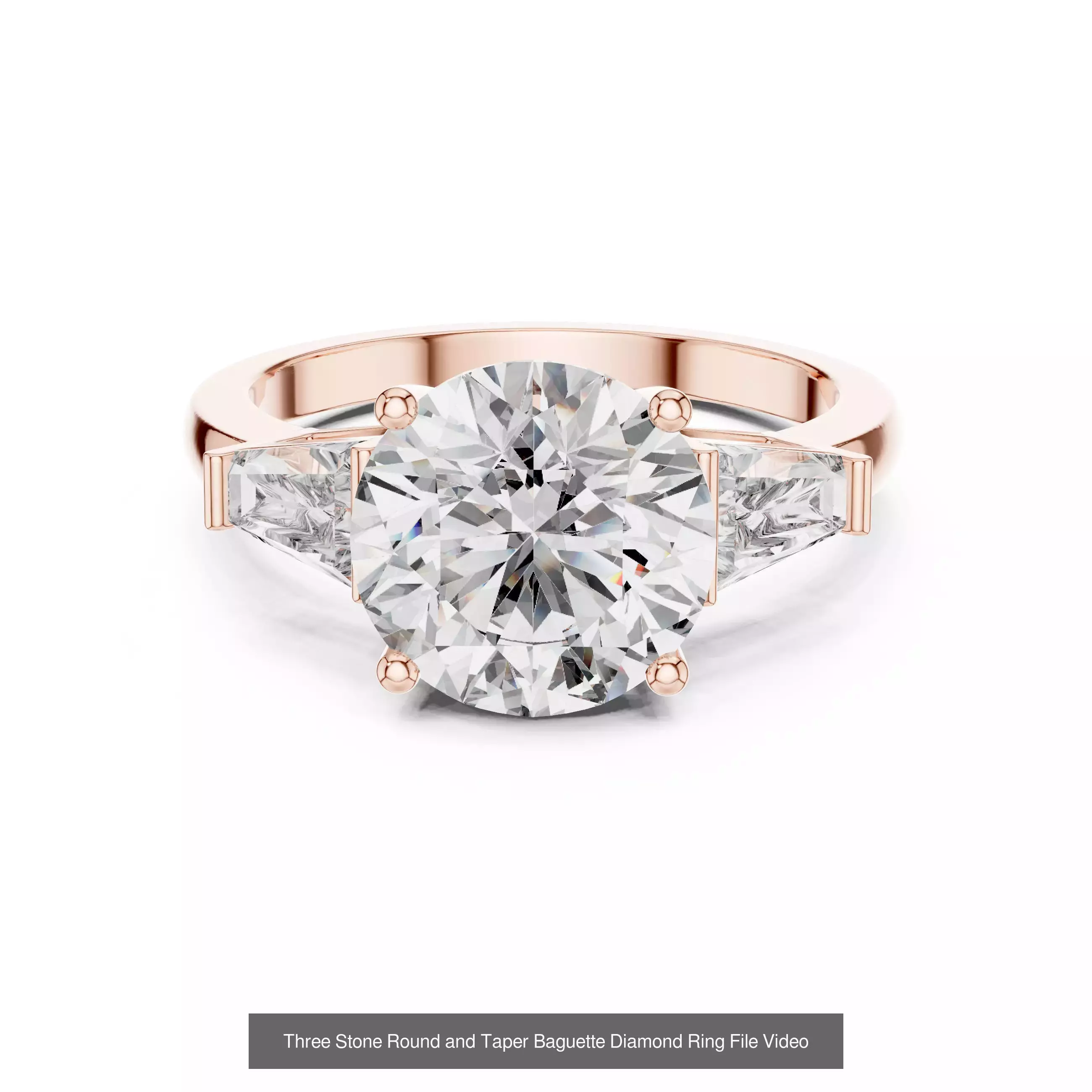 185 Three Stone Rings 3DM STL OBJ FBX 3 Color Render Video 3D Model Collection_196