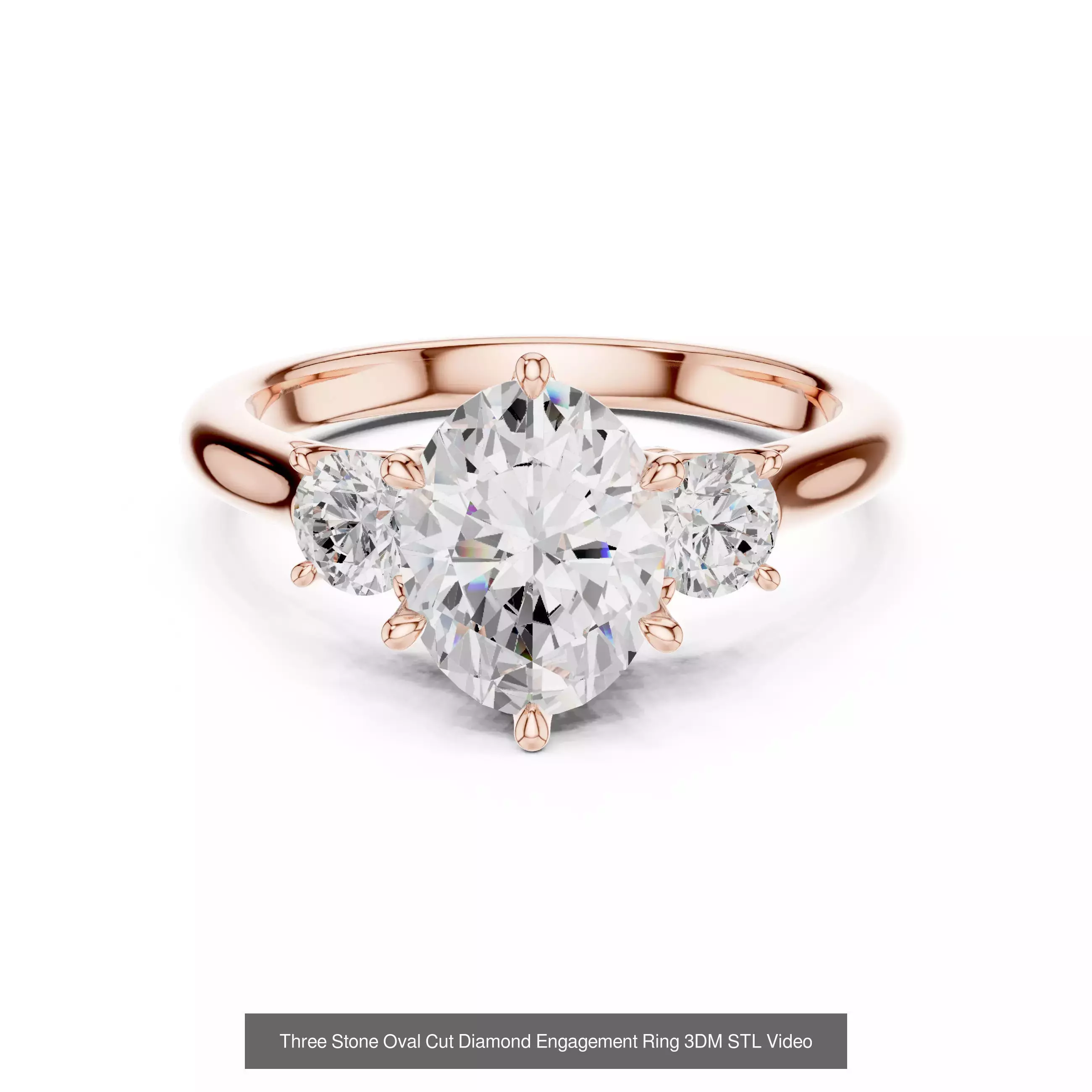 185 Three Stone Rings 3DM STL OBJ FBX 3 Color Render Video 3D Model Collection_125