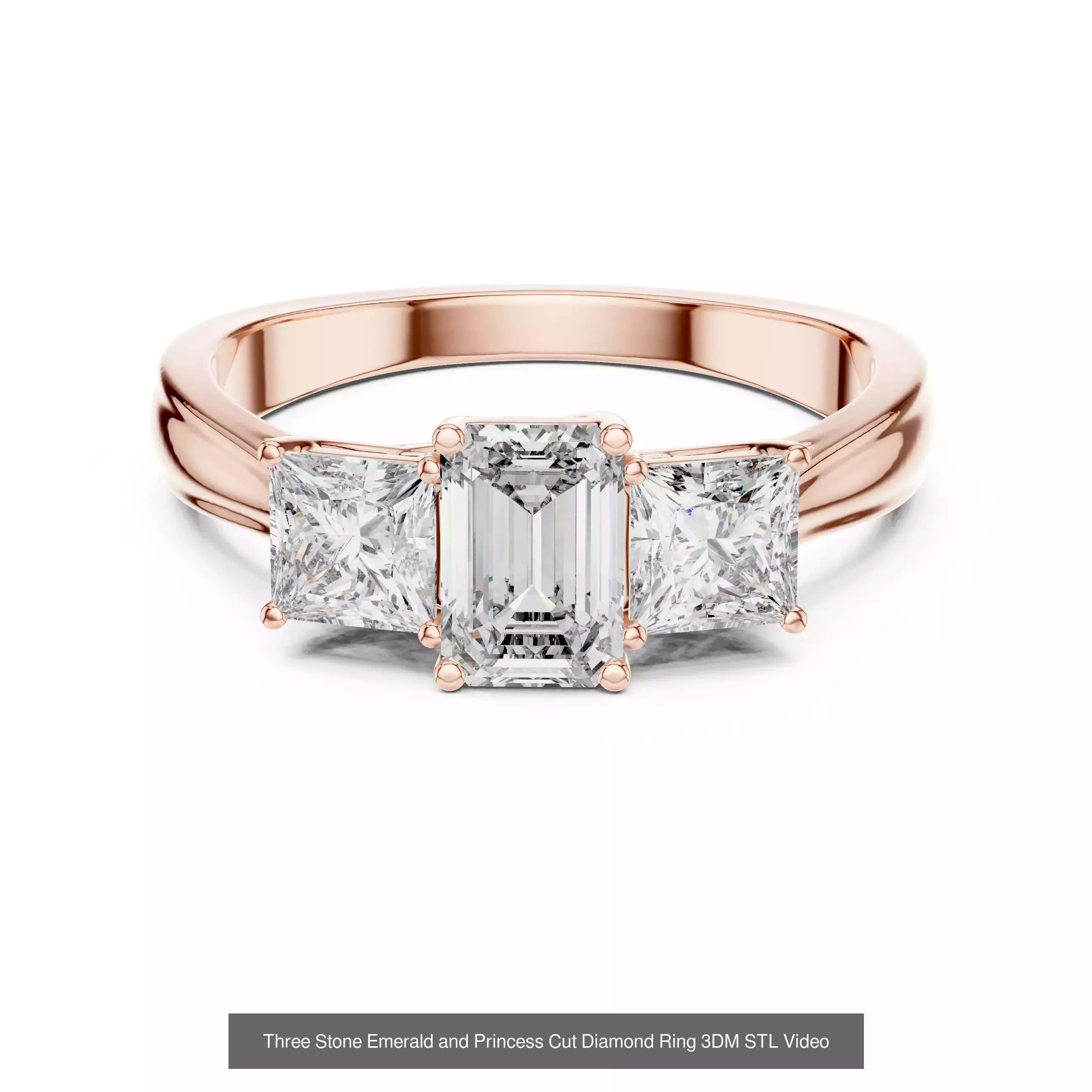 185 Three Stone Rings 3DM STL OBJ FBX 3 Color Render Video 3D Model Collection_194