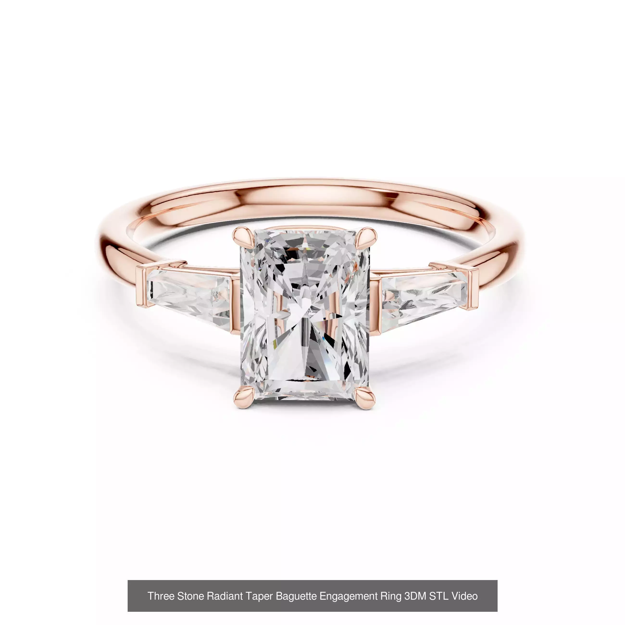 185 Three Stone Rings 3DM STL OBJ FBX 3 Color Render Video 3D Model Collection_185