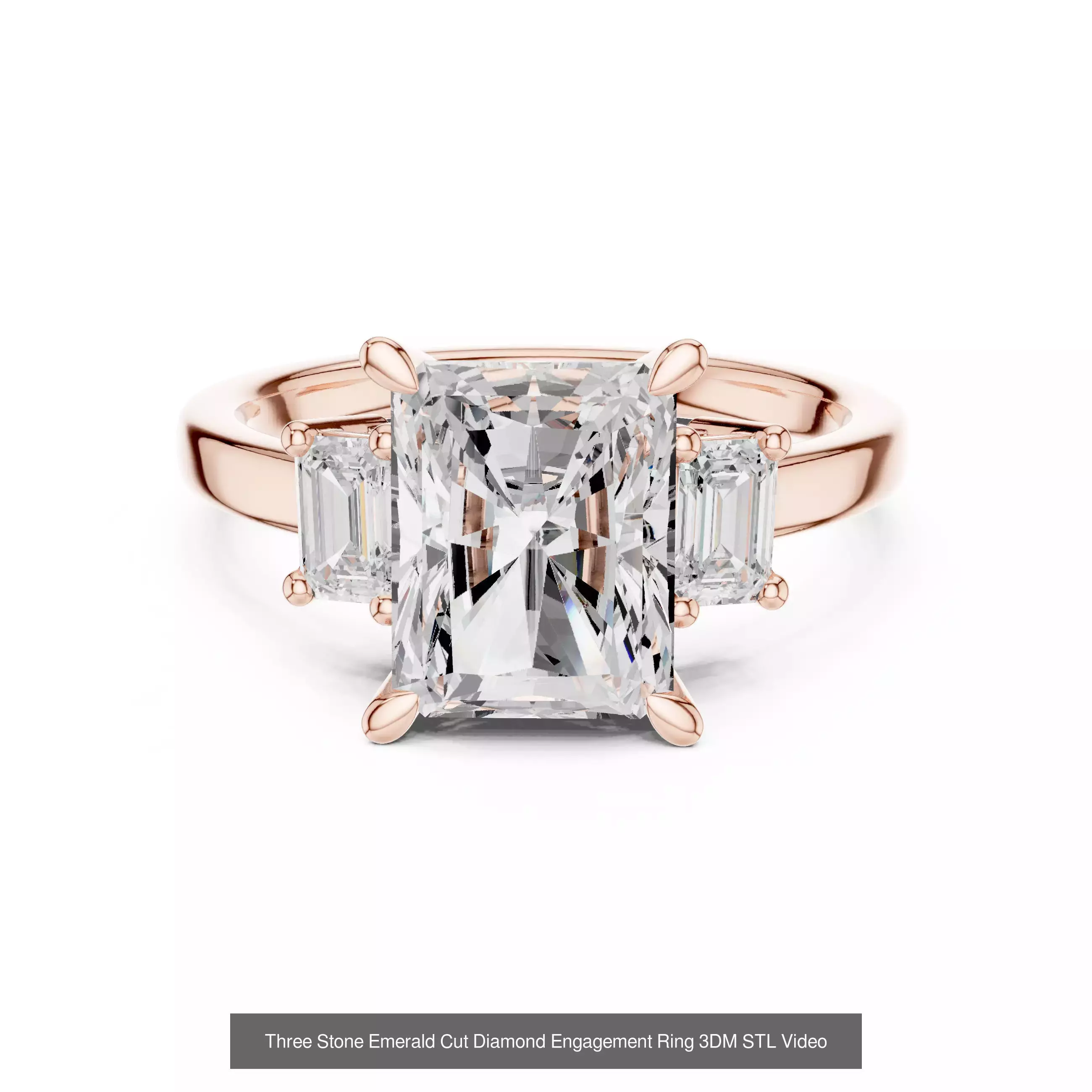 185 Three Stone Rings 3DM STL OBJ FBX 3 Color Render Video 3D Model Collection_100