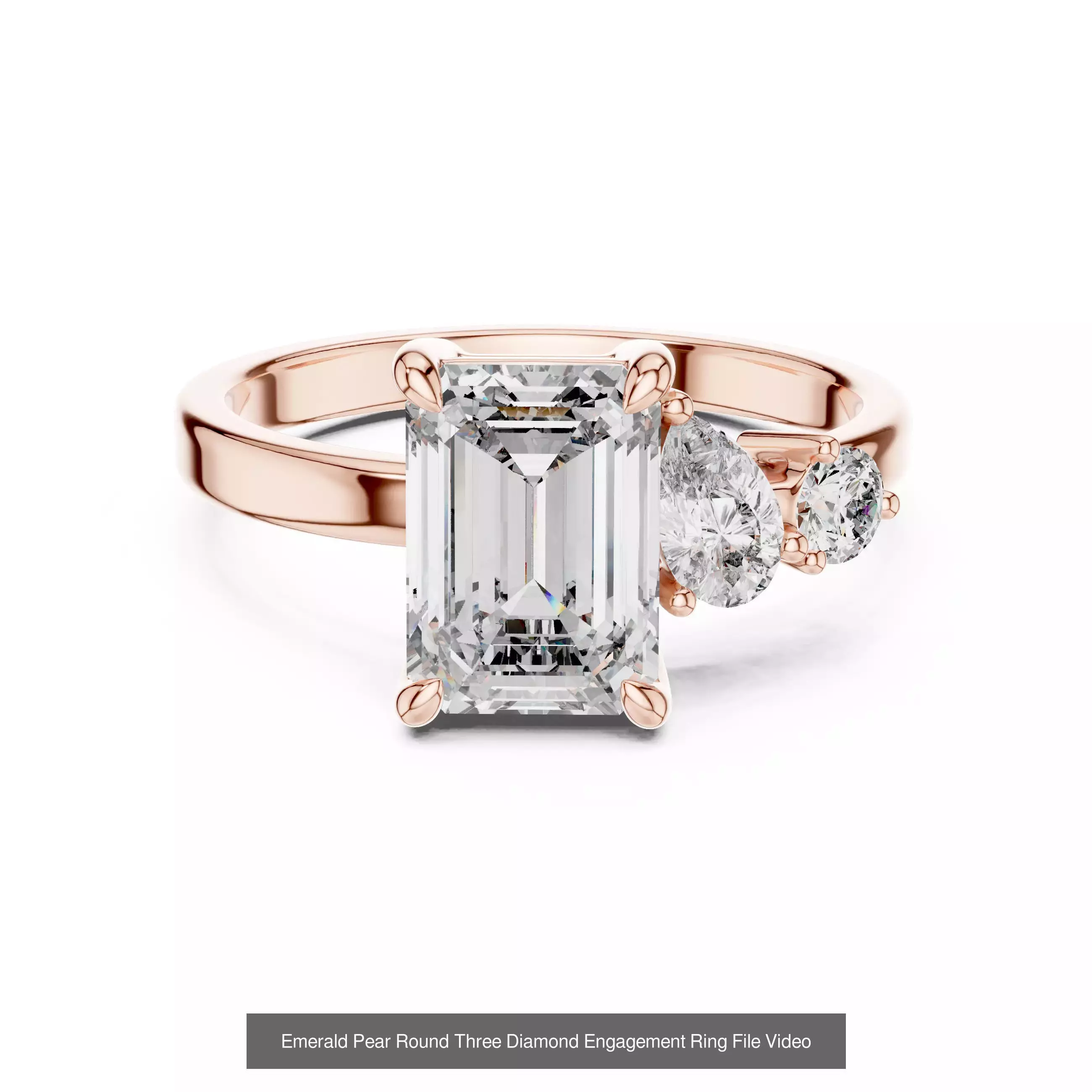 185 Three Stone Rings 3DM STL OBJ FBX 3 Color Render Video 3D Model Collection_207