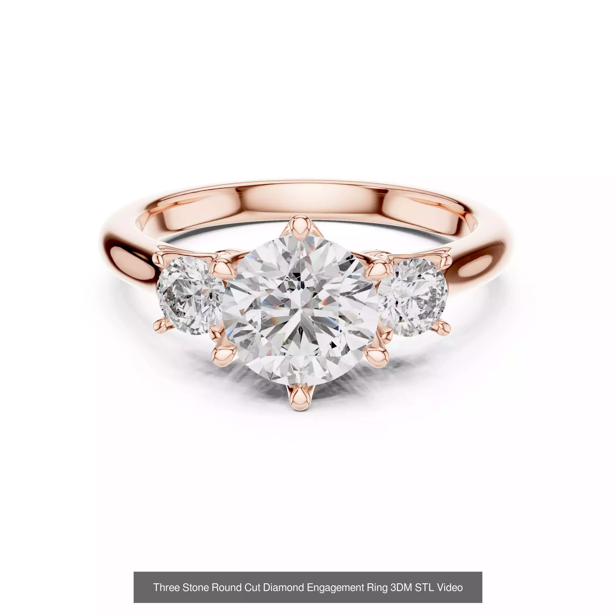 185 Three Stone Rings 3DM STL OBJ FBX 3 Color Render Video 3D Model Collection_203