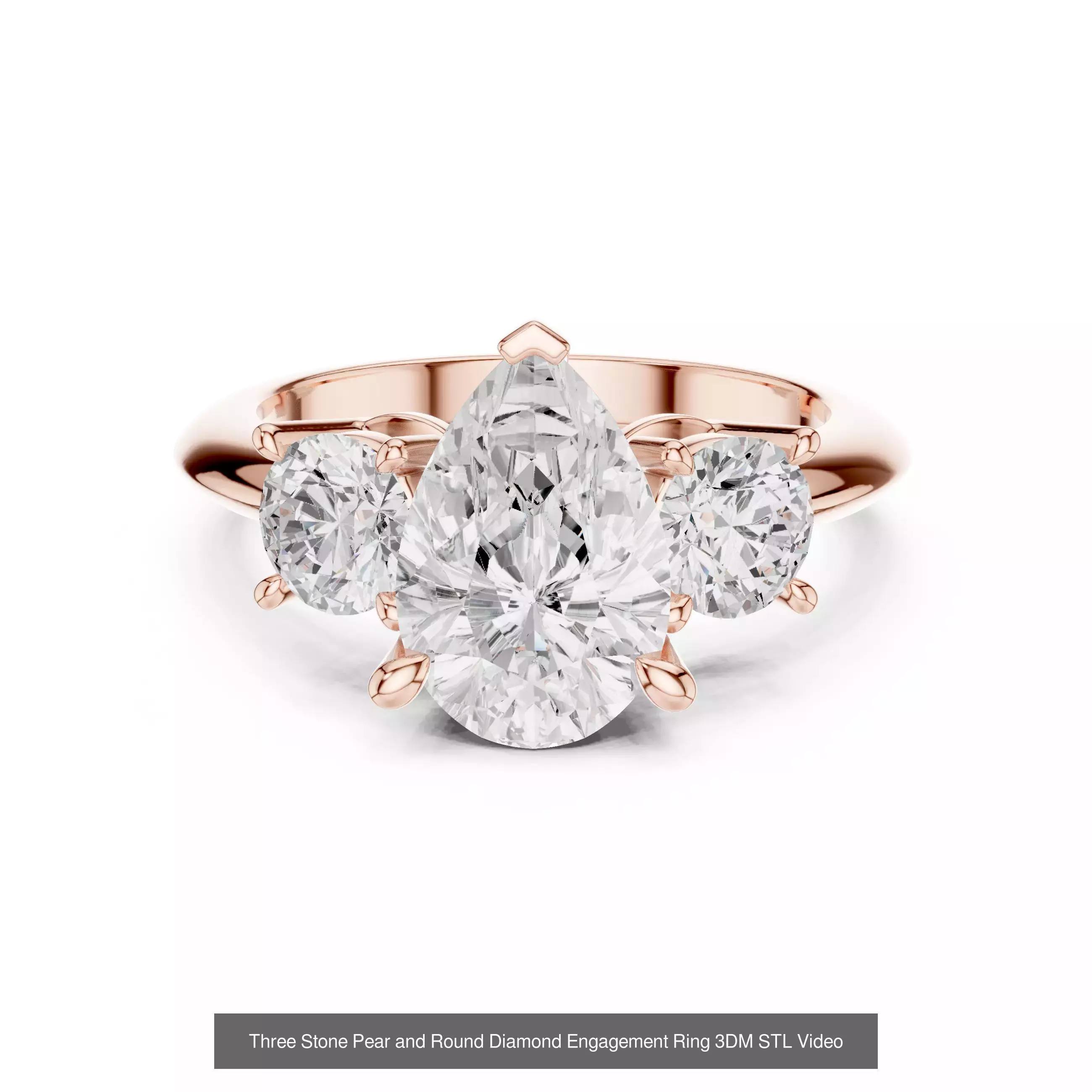 185 Three Stone Rings 3DM STL OBJ FBX 3 Color Render Video 3D Model Collection_131