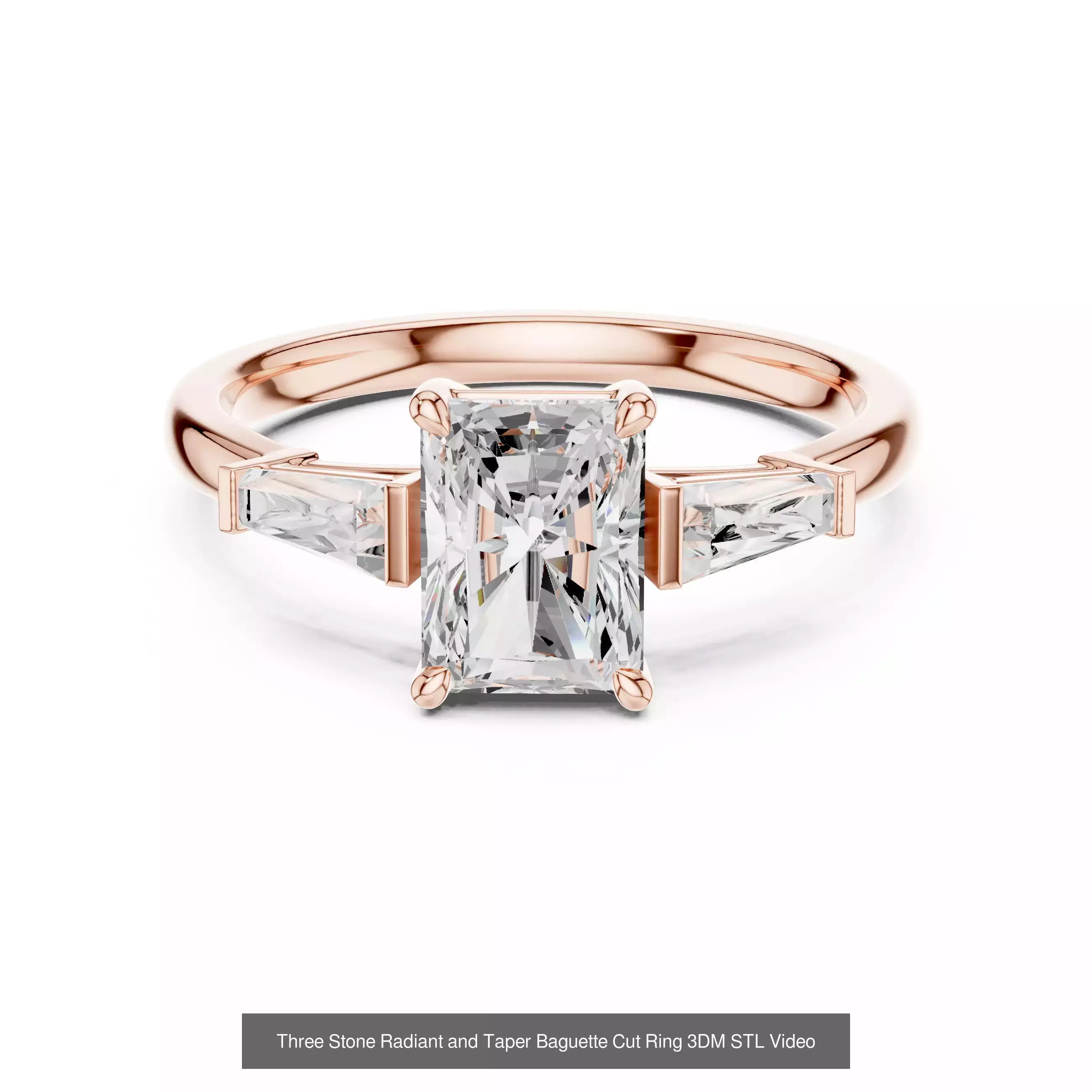 185 Three Stone Rings 3DM STL OBJ FBX 3 Color Render Video 3D Model Collection_167