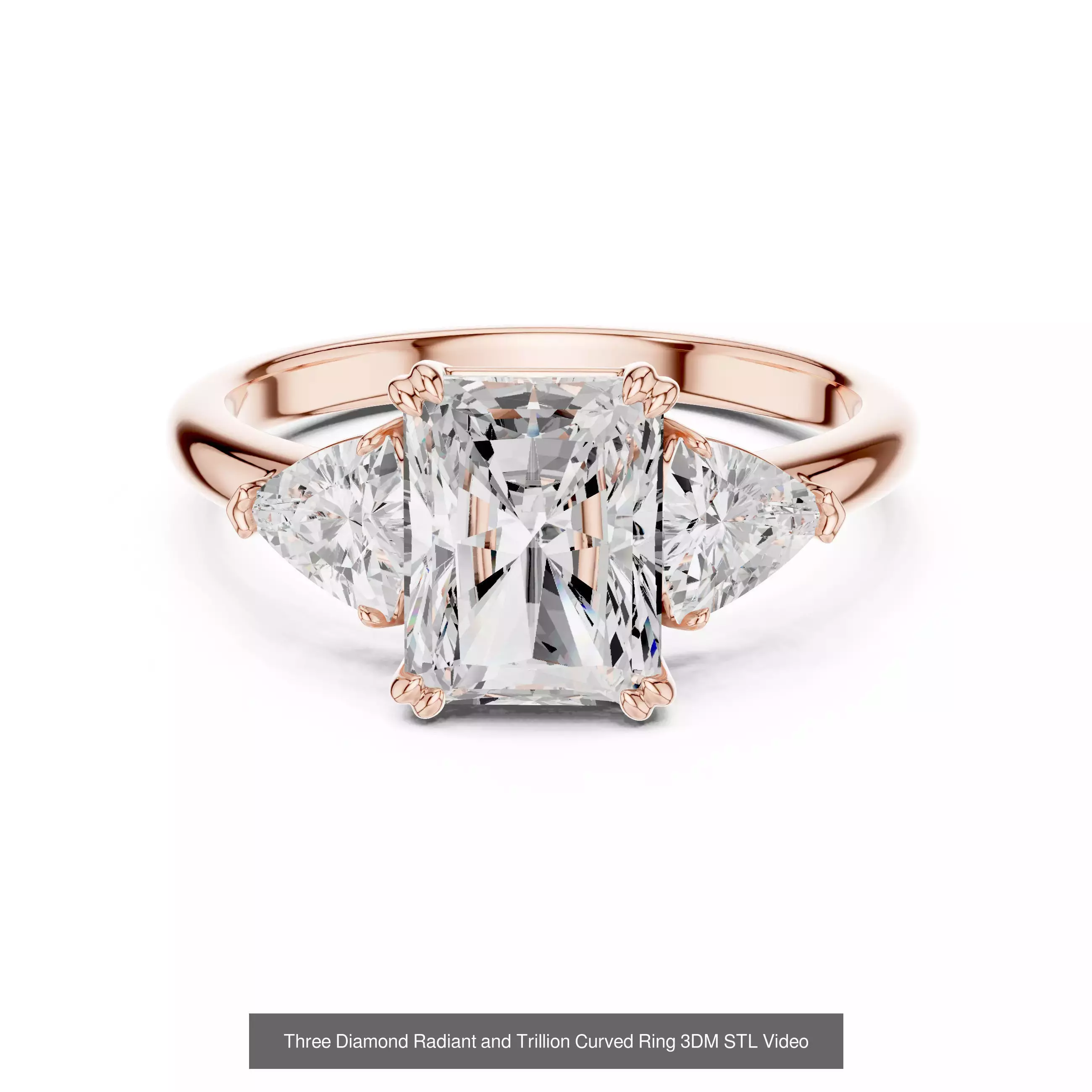 185 Three Stone Rings 3DM STL OBJ FBX 3 Color Render Video 3D Model Collection_156