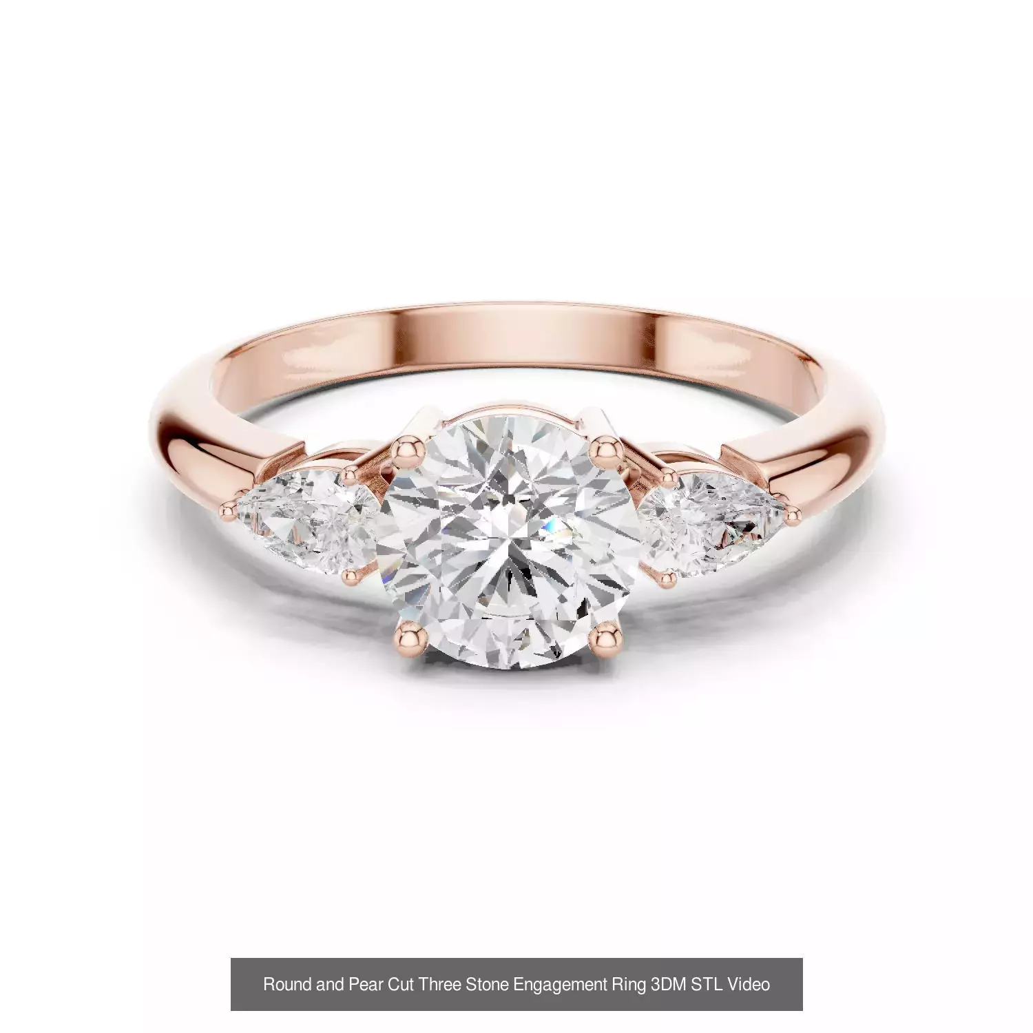 185 Three Stone Rings 3DM STL OBJ FBX 3 Color Render Video 3D Model Collection_34