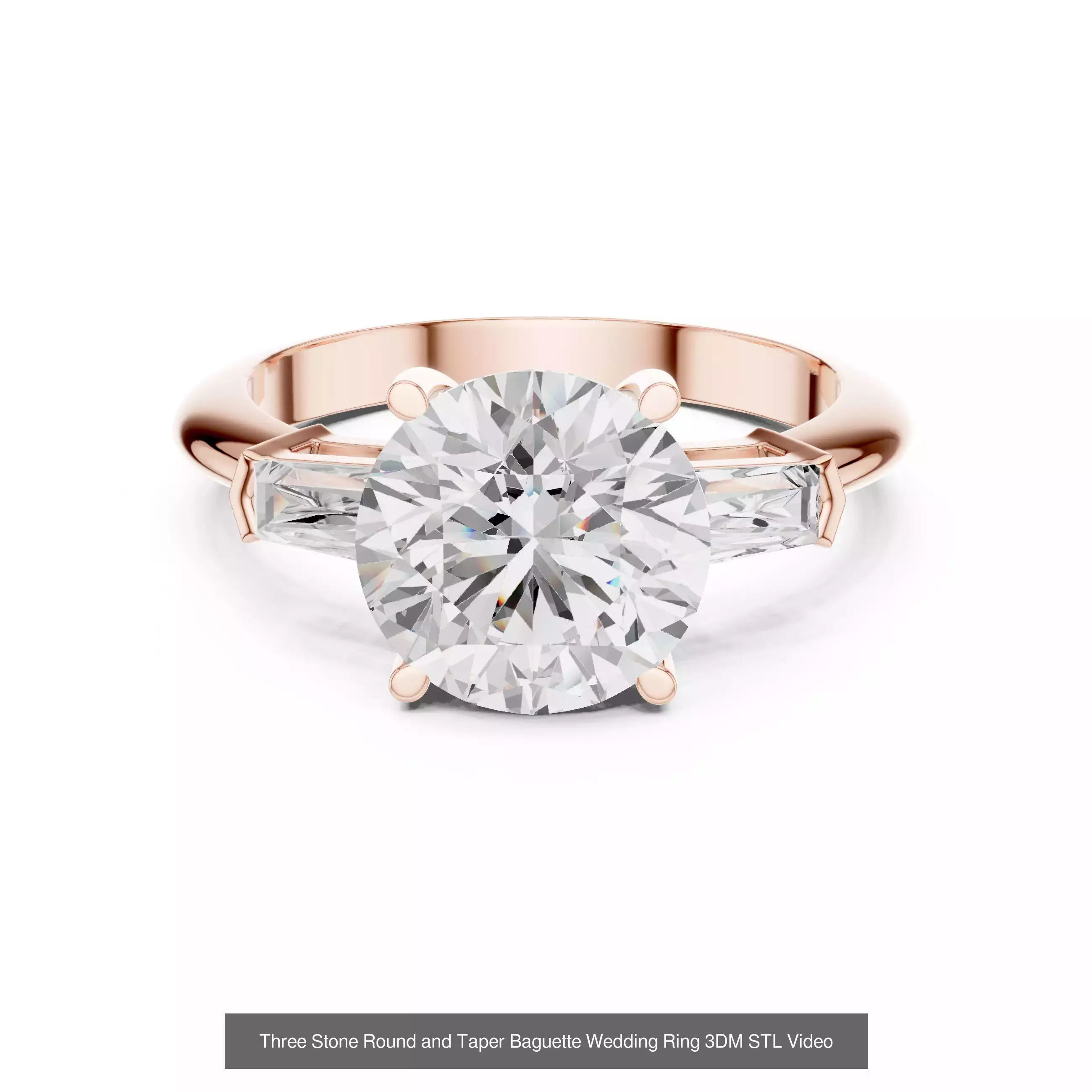 185 Three Stone Rings 3DM STL OBJ FBX 3 Color Render Video 3D Model Collection_57