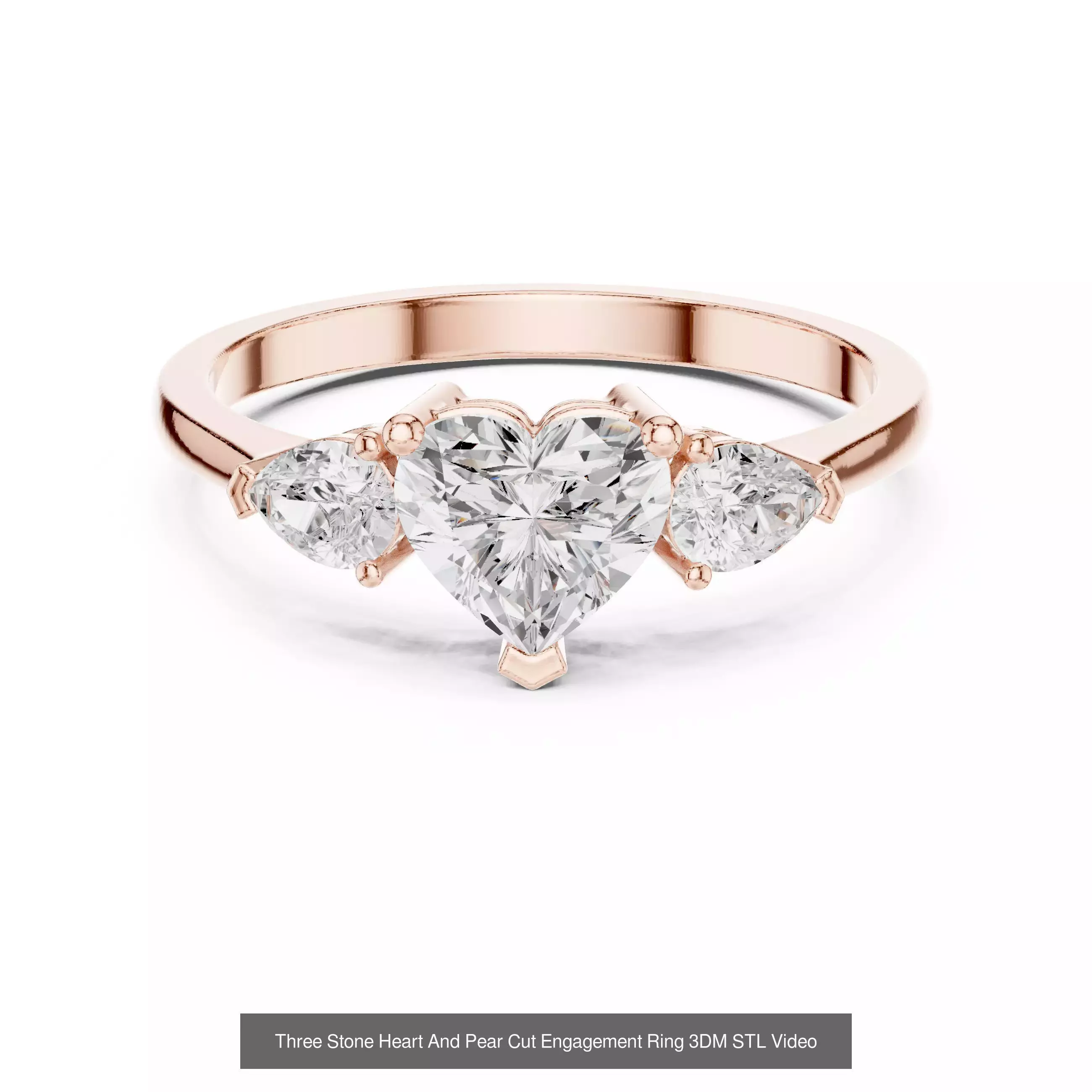 185 Three Stone Rings 3DM STL OBJ FBX 3 Color Render Video 3D Model Collection_26