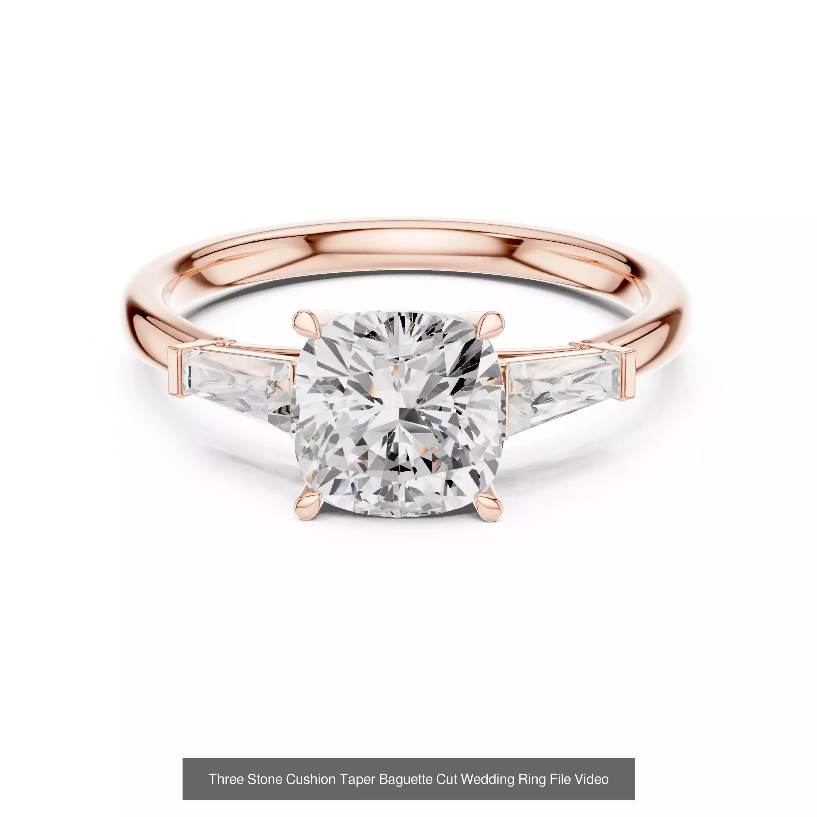 185 Three Stone Rings 3DM STL OBJ FBX 3 Color Render Video 3D Model Collection_186