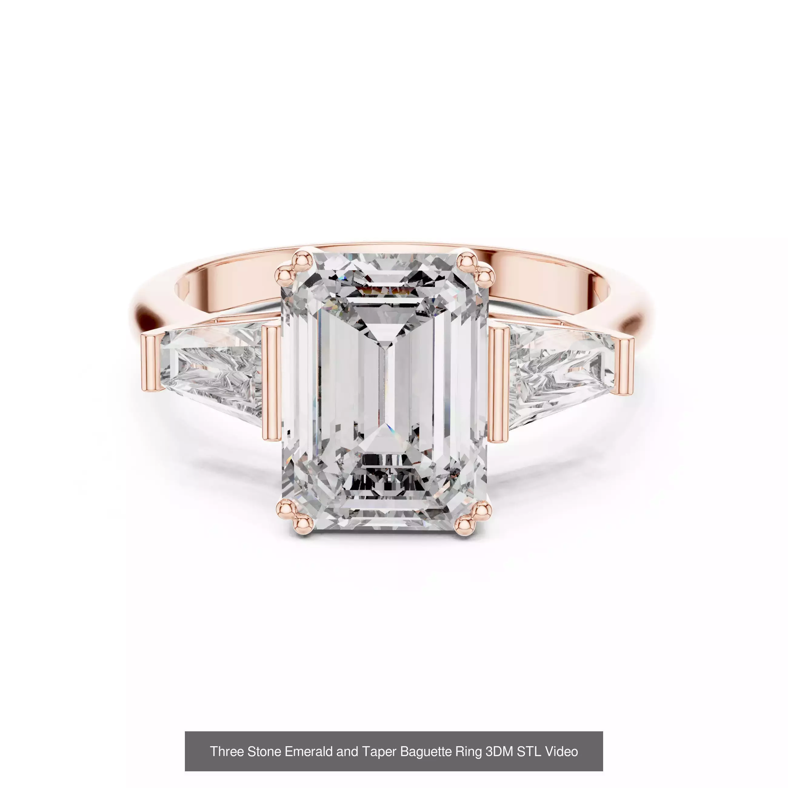 185 Three Stone Rings 3DM STL OBJ FBX 3 Color Render Video 3D Model Collection_195