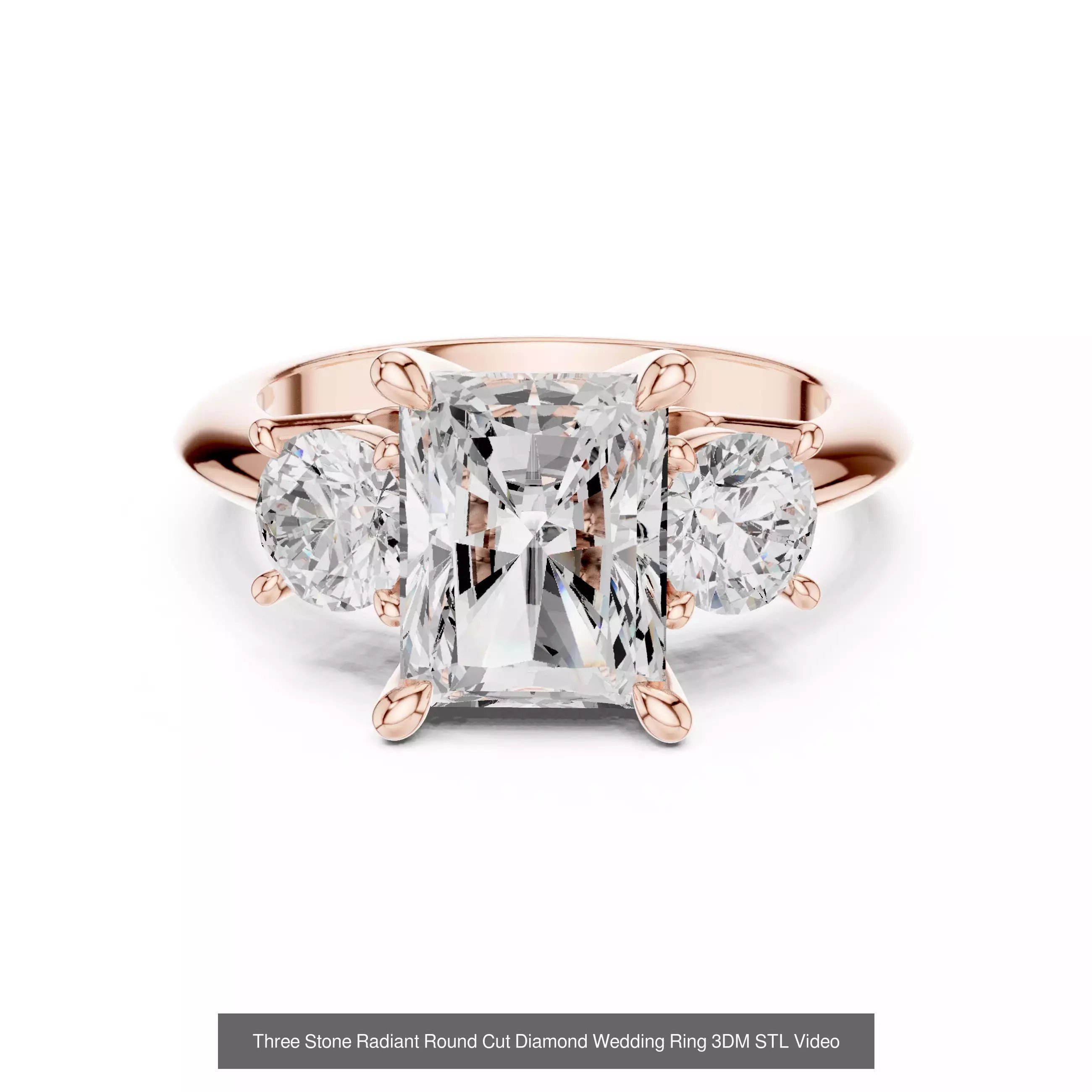 185 Three Stone Rings 3DM STL OBJ FBX 3 Color Render Video 3D Model Collection_182