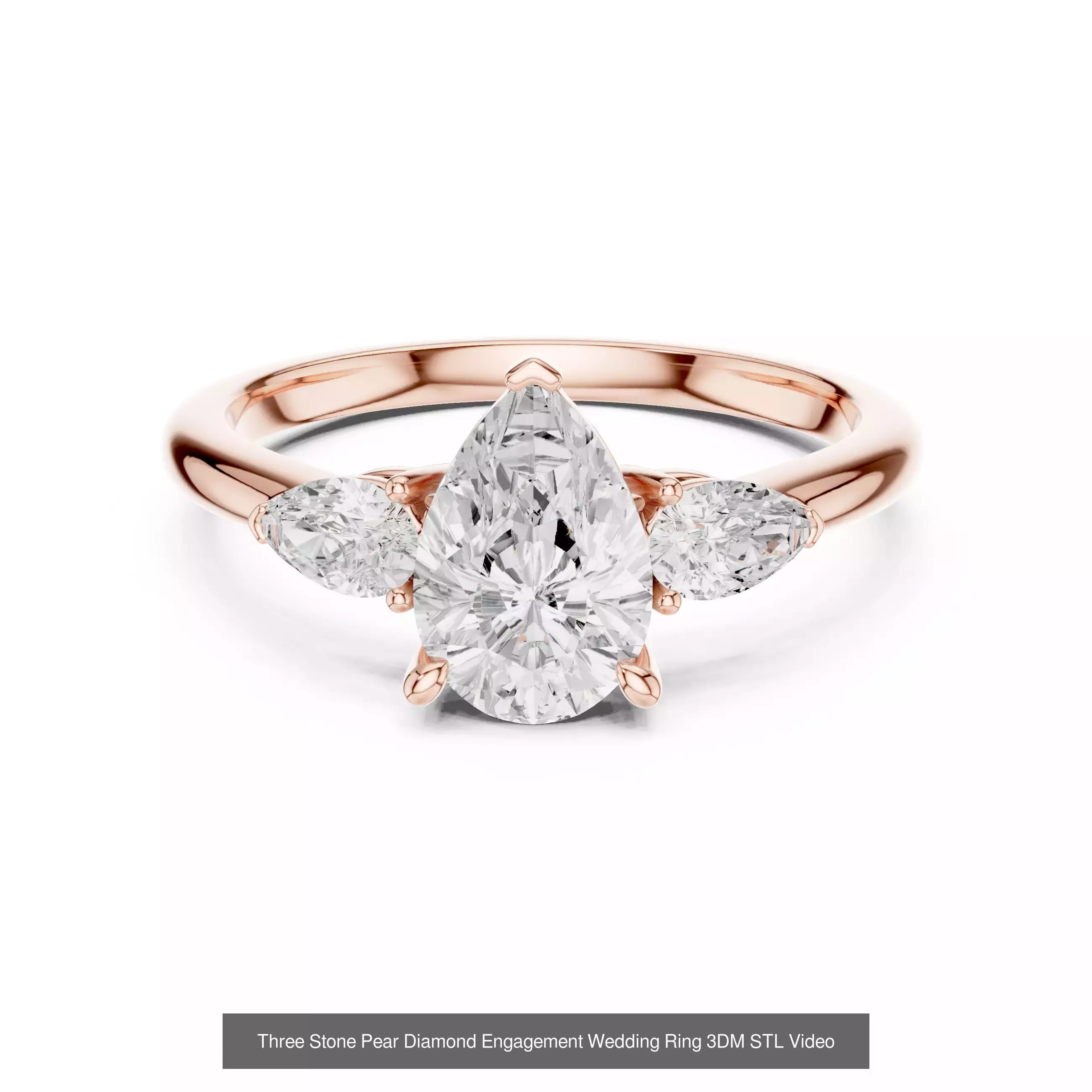 185 Three Stone Rings 3DM STL OBJ FBX 3 Color Render Video 3D Model Collection_117