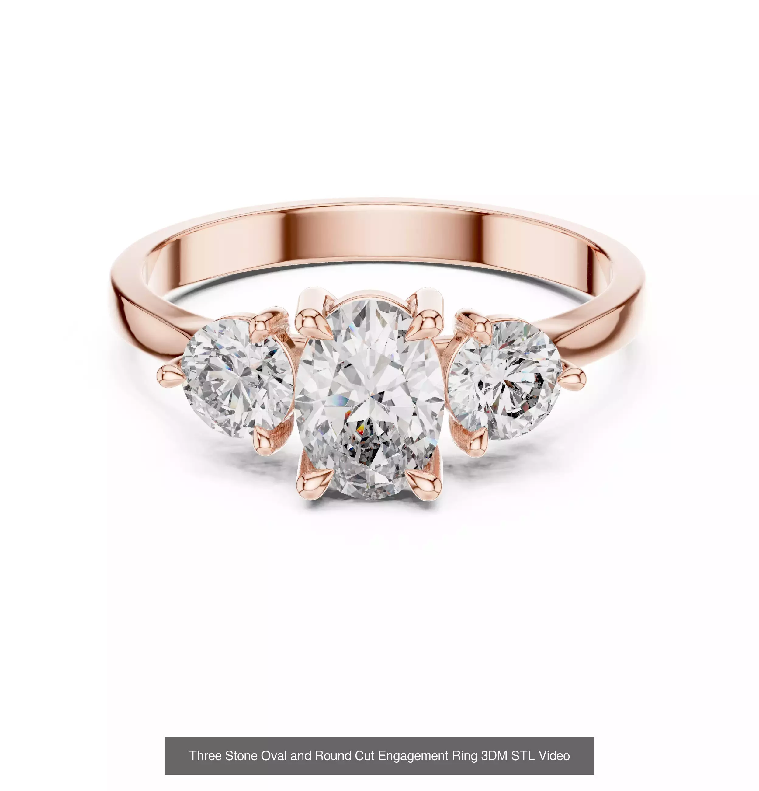 185 Three Stone Rings 3DM STL OBJ FBX 3 Color Render Video 3D Model Collection_65