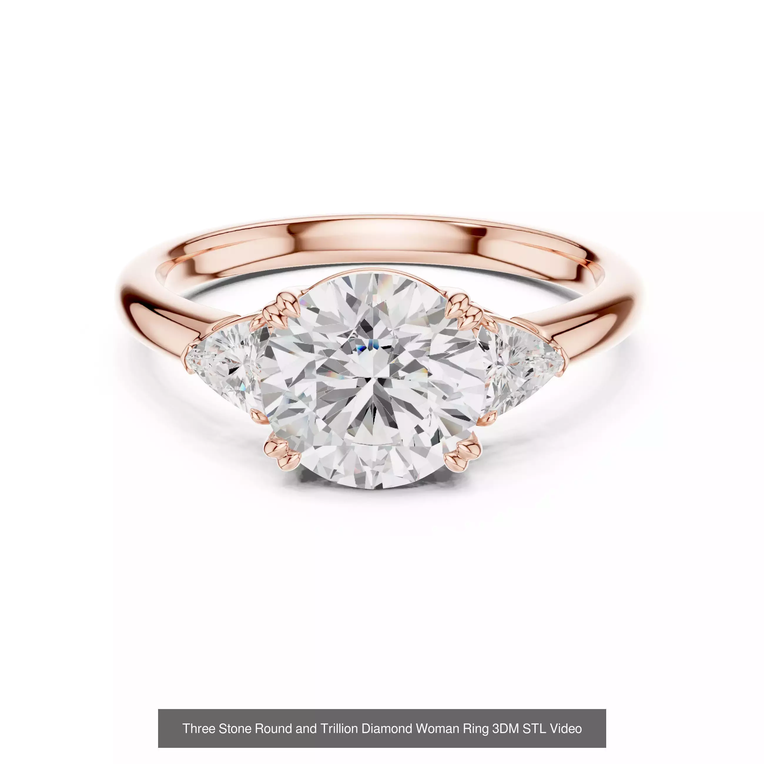 185 Three Stone Rings 3DM STL OBJ FBX 3 Color Render Video 3D Model Collection_148