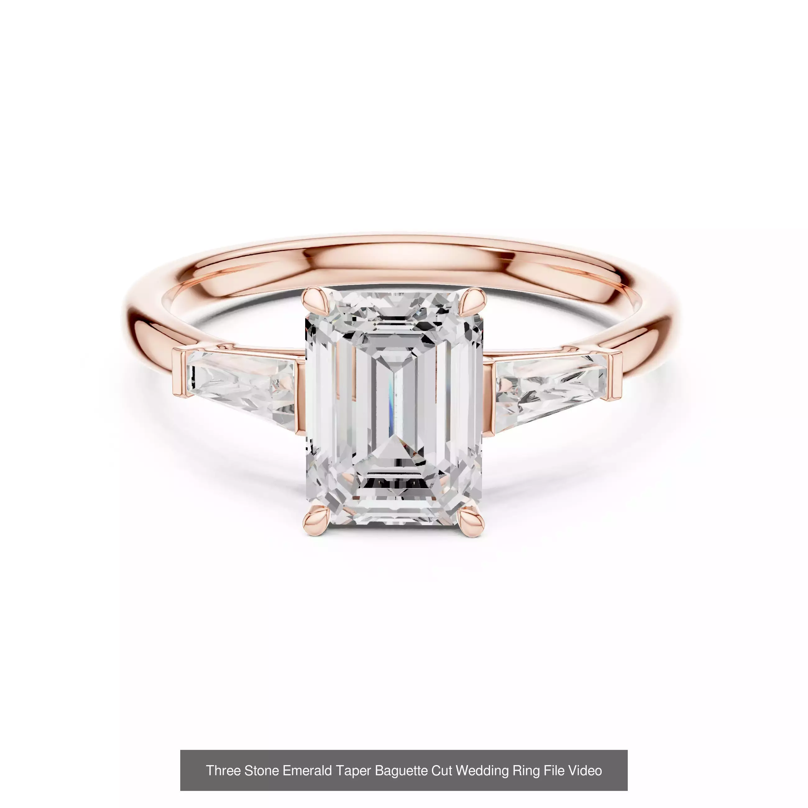 185 Three Stone Rings 3DM STL OBJ FBX 3 Color Render Video 3D Model Collection_187