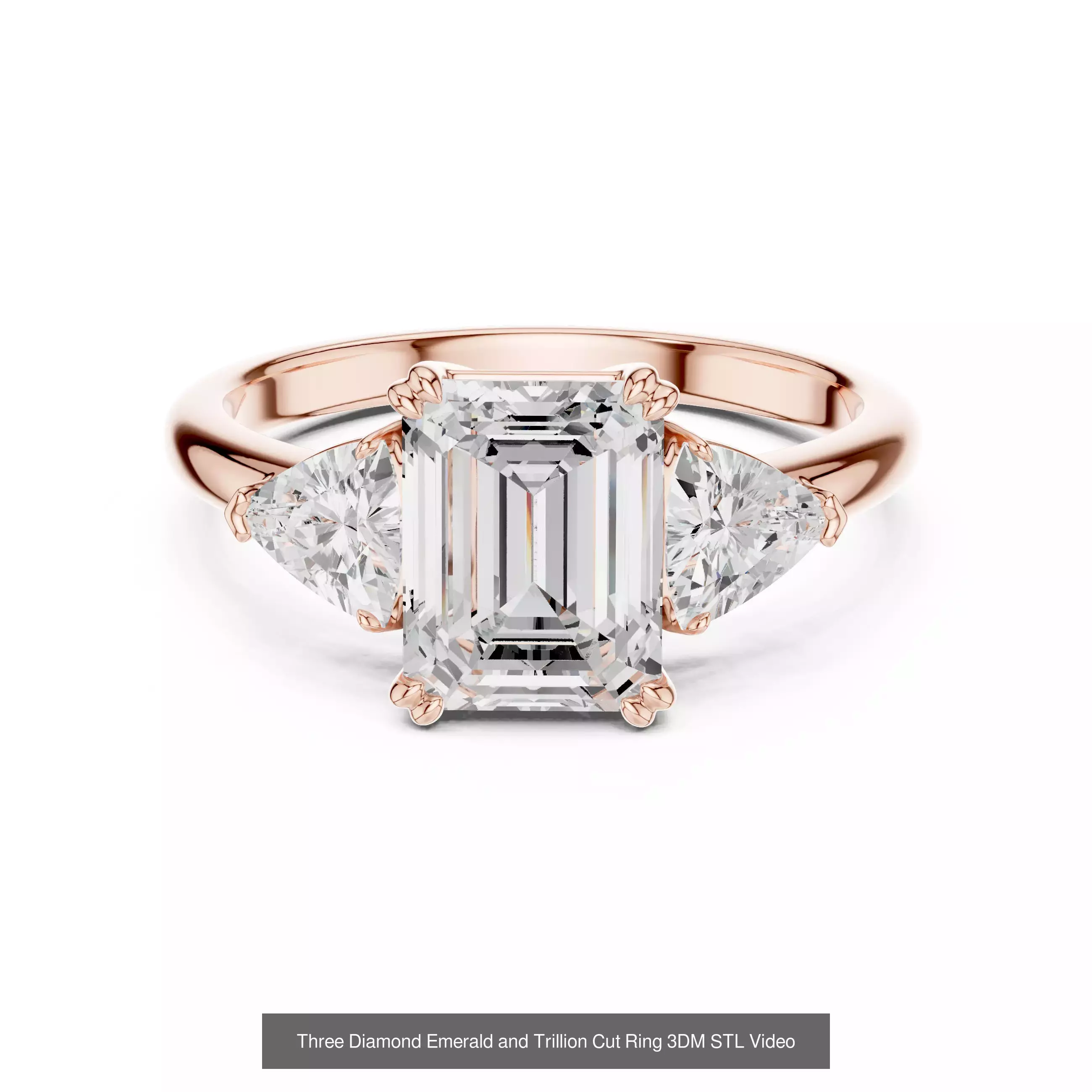 185 Three Stone Rings 3DM STL OBJ FBX 3 Color Render Video 3D Model Collection_150