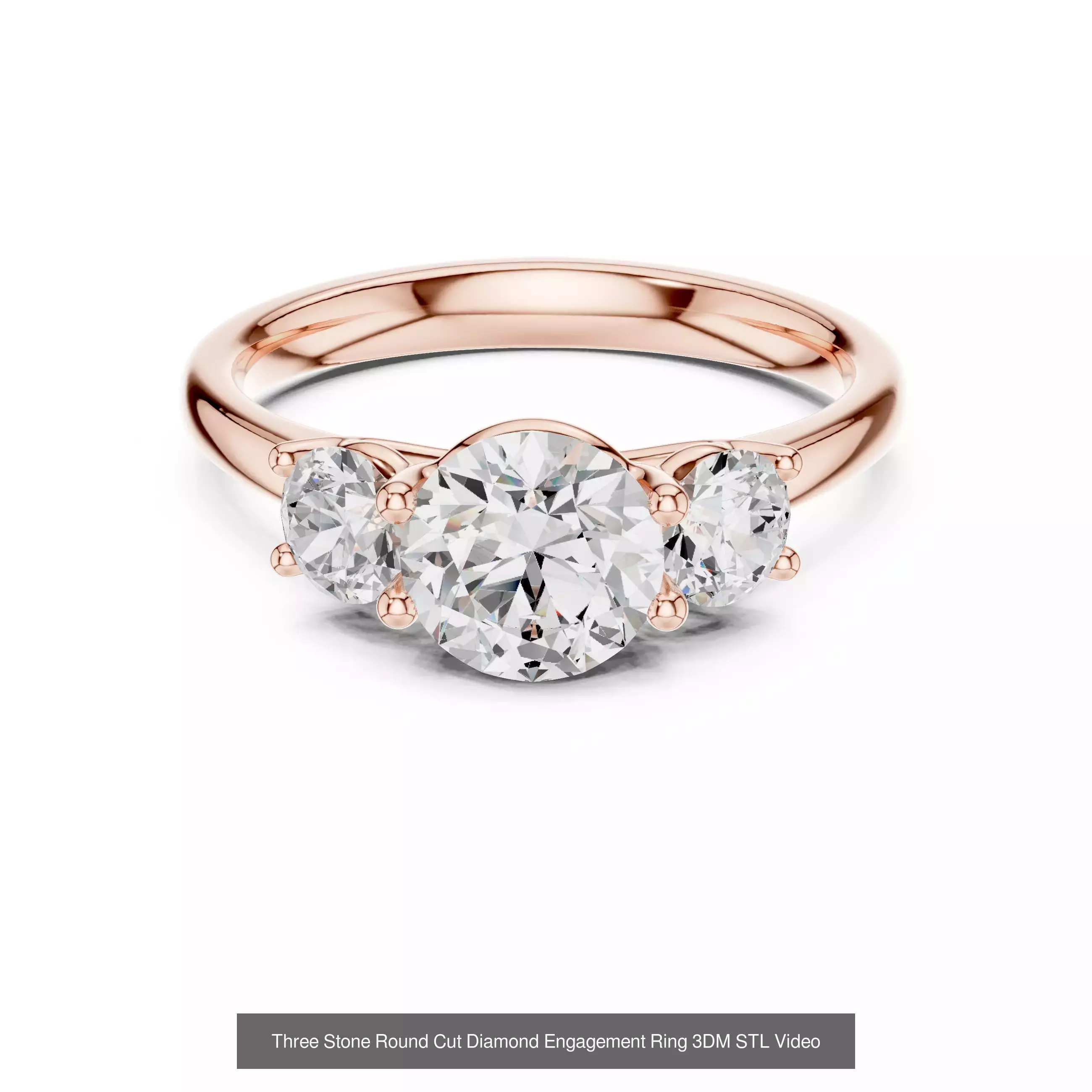 185 Three Stone Rings 3DM STL OBJ FBX 3 Color Render Video 3D Model Collection_112