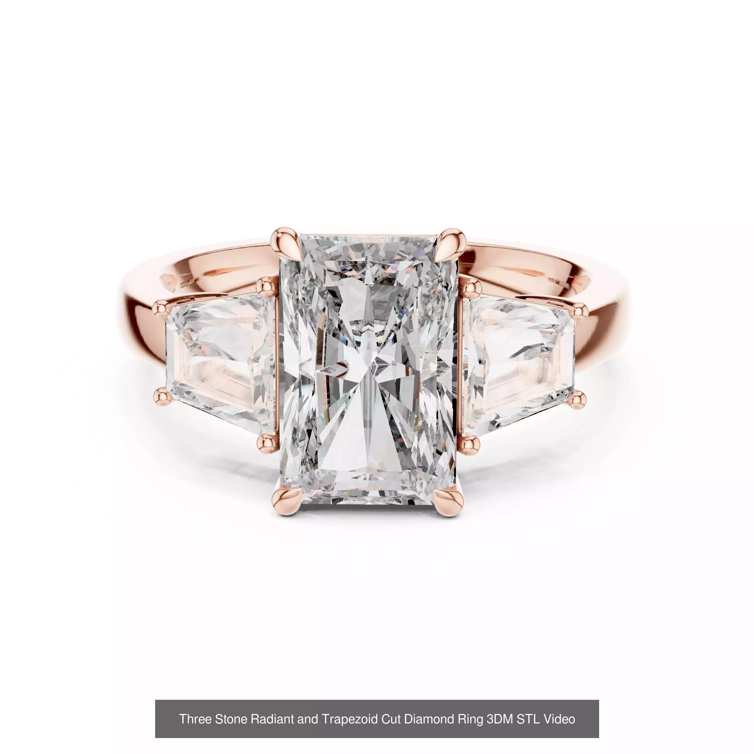 185 Three Stone Rings 3DM STL OBJ FBX 3 Color Render Video 3D Model Collection_91