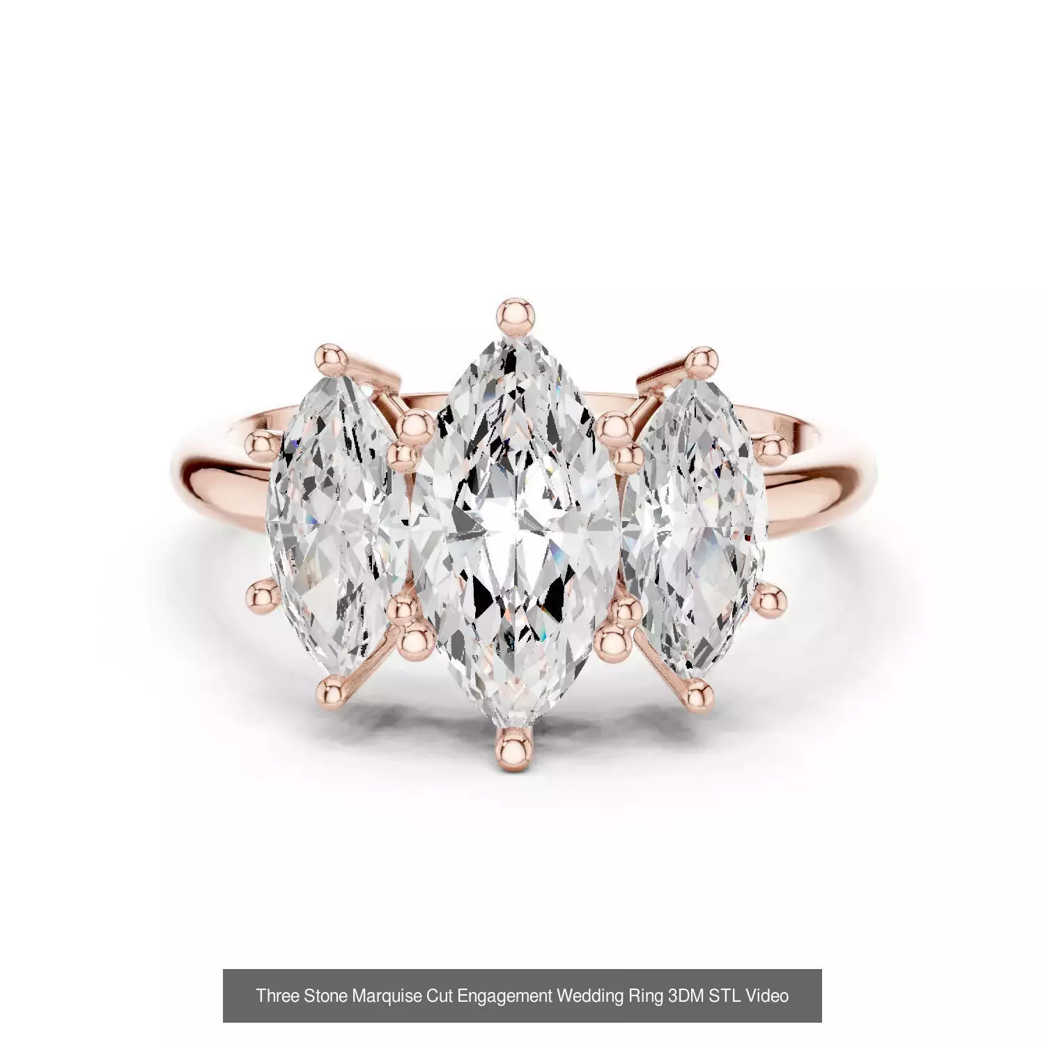 185 Three Stone Rings 3DM STL OBJ FBX 3 Color Render Video 3D Model Collection_35