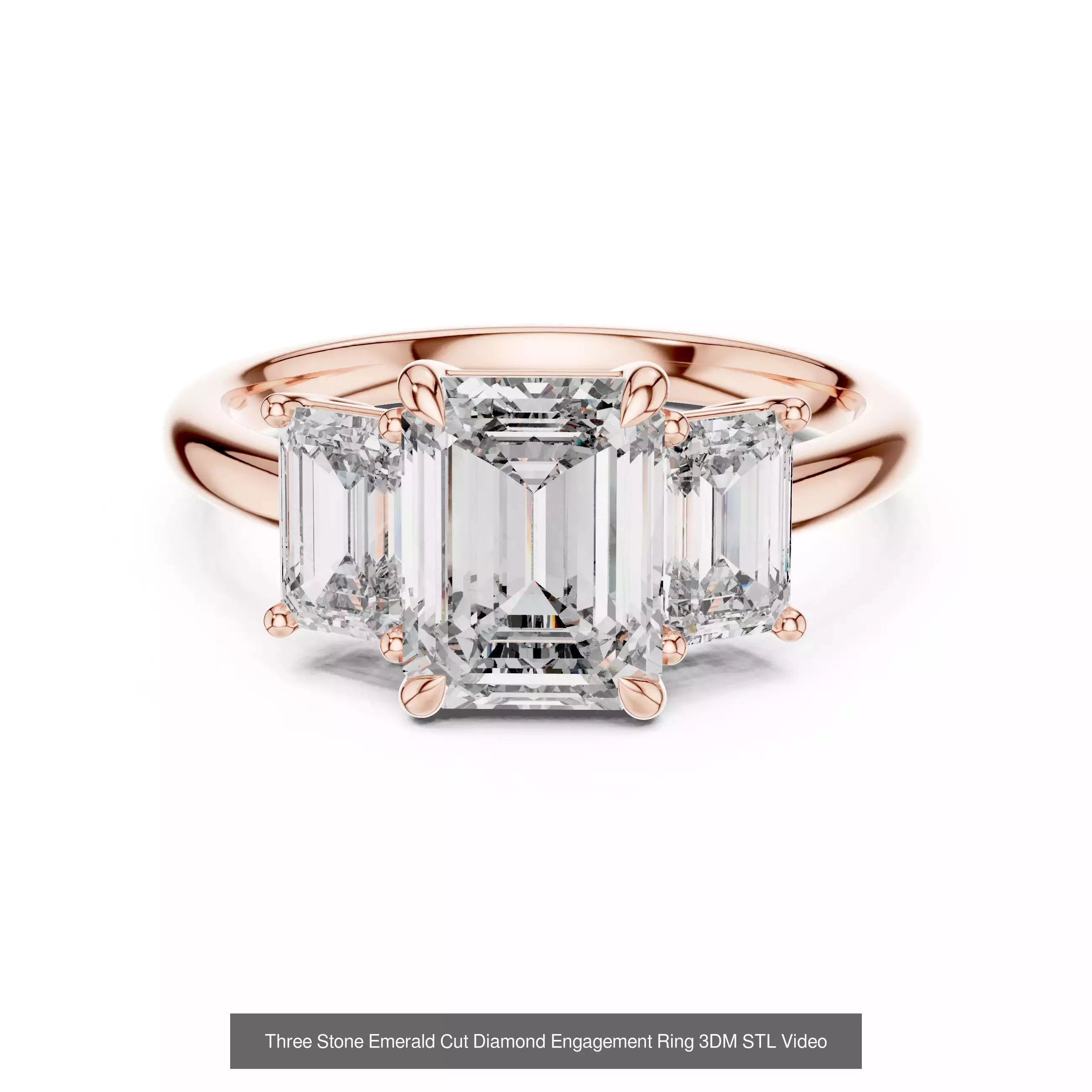 185 Three Stone Rings 3DM STL OBJ FBX 3 Color Render Video 3D Model Collection_206