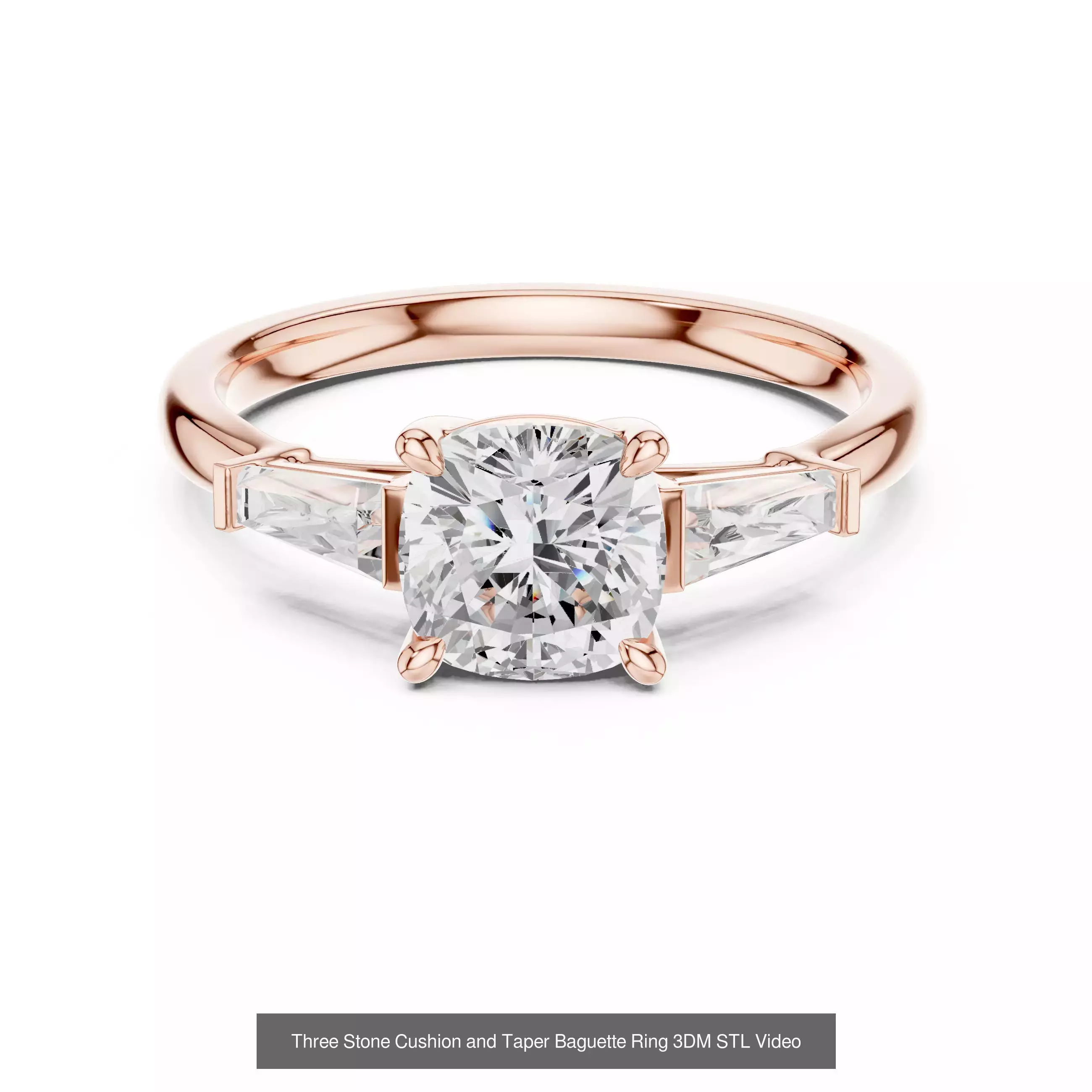 185 Three Stone Rings 3DM STL OBJ FBX 3 Color Render Video 3D Model Collection_165