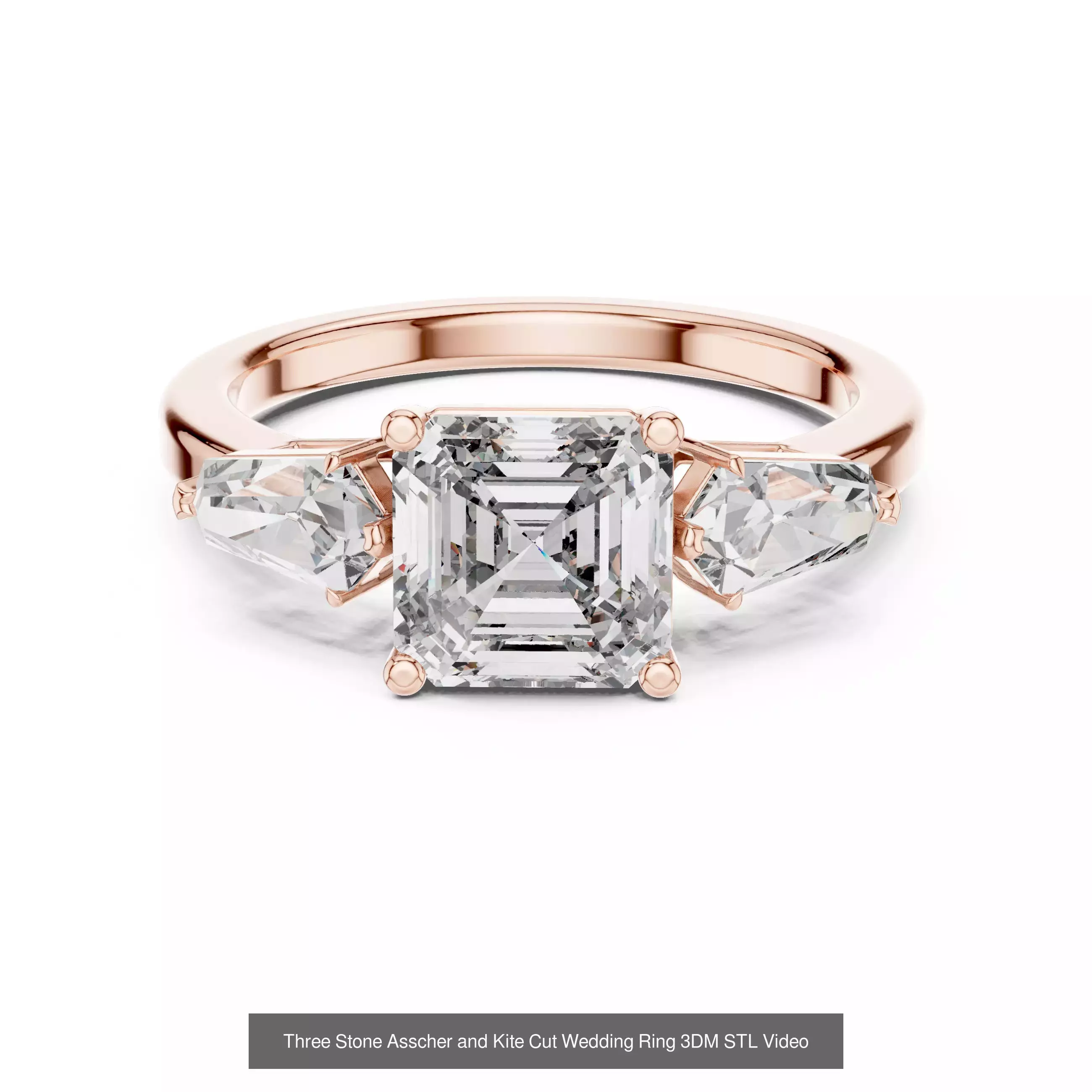 185 Three Stone Rings 3DM STL OBJ FBX 3 Color Render Video 3D Model Collection_90