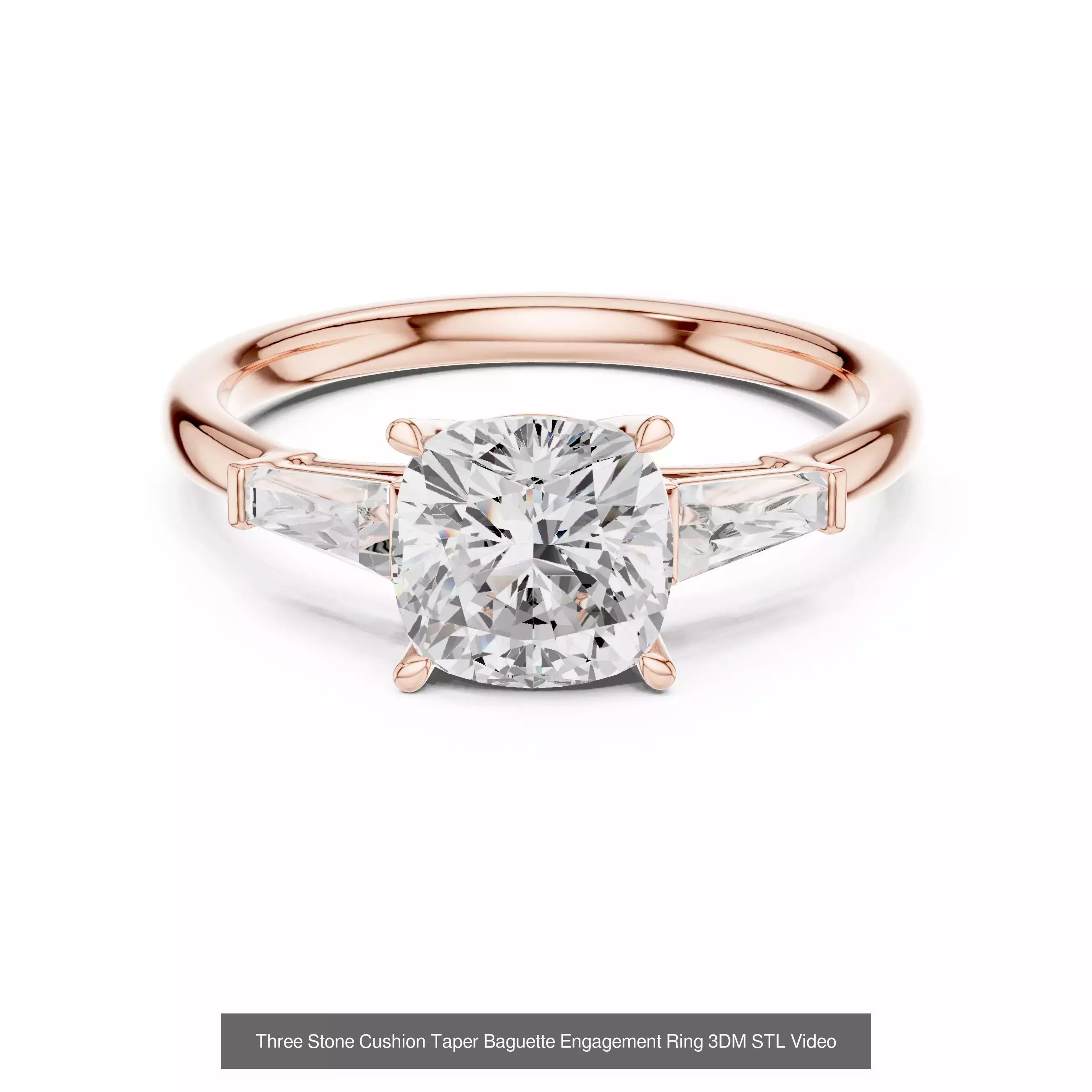 185 Three Stone Rings 3DM STL OBJ FBX 3 Color Render Video 3D Model Collection_183