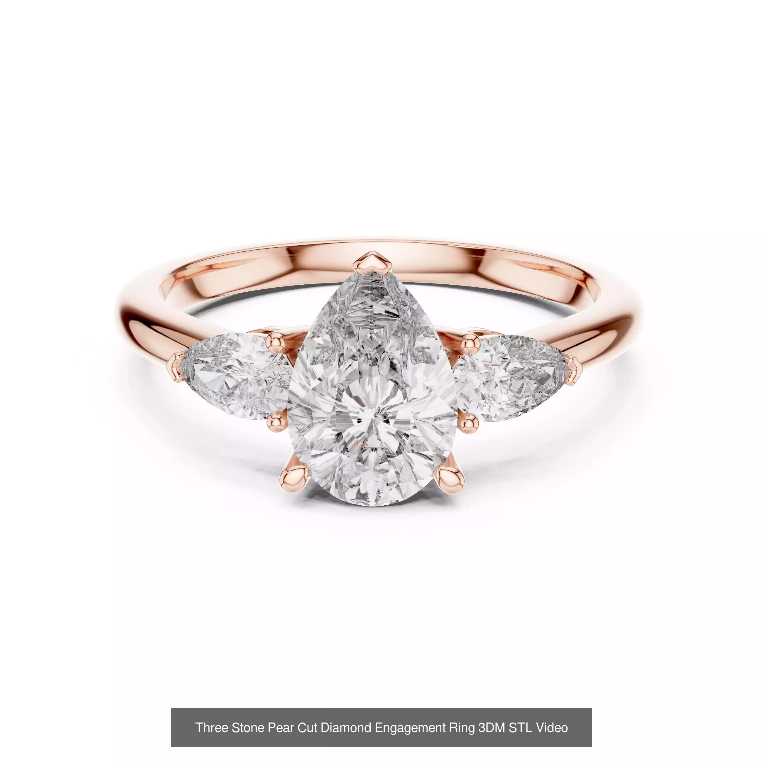 185 Three Stone Rings 3DM STL OBJ FBX 3 Color Render Video 3D Model Collection_201