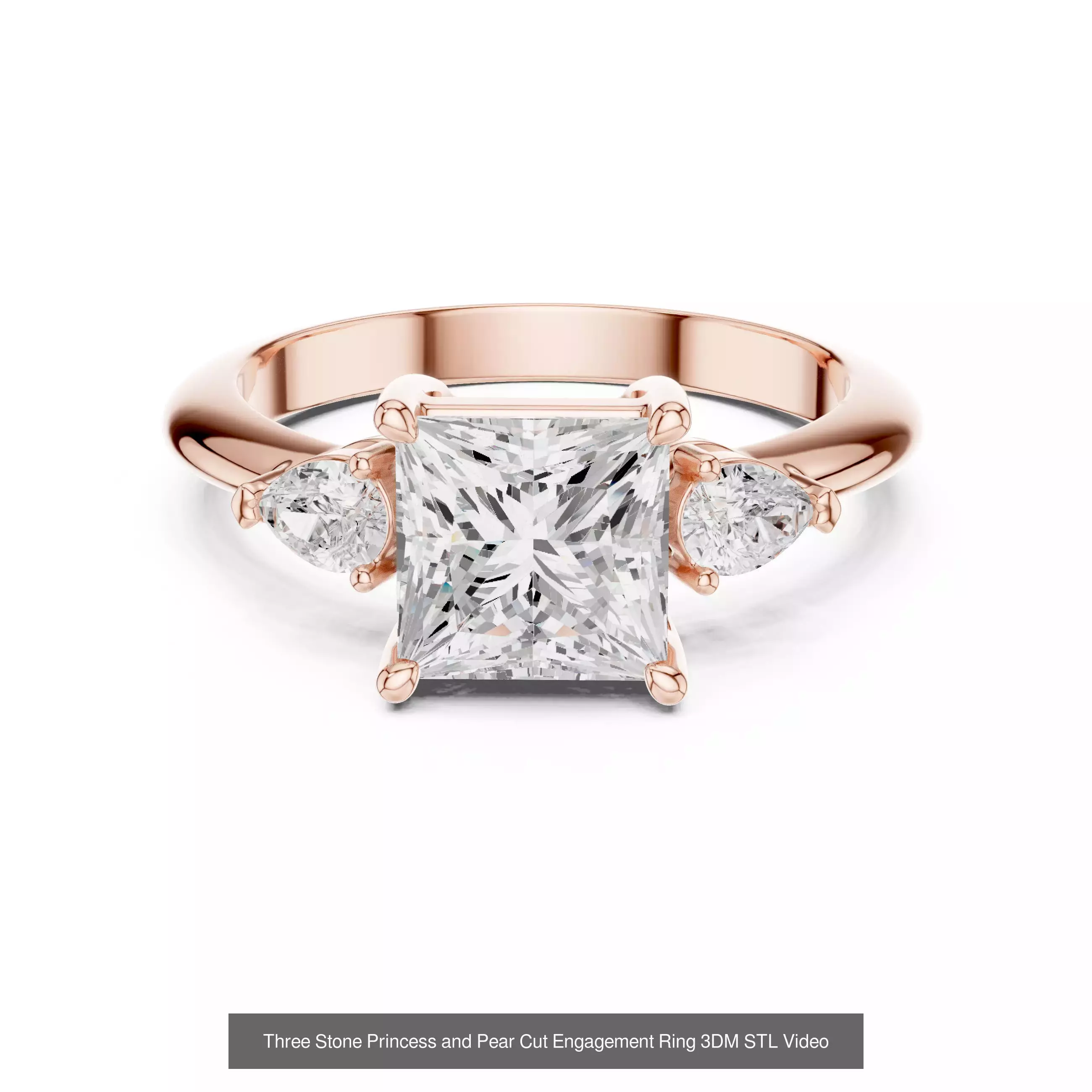 185 Three Stone Rings 3DM STL OBJ FBX 3 Color Render Video 3D Model Collection_45