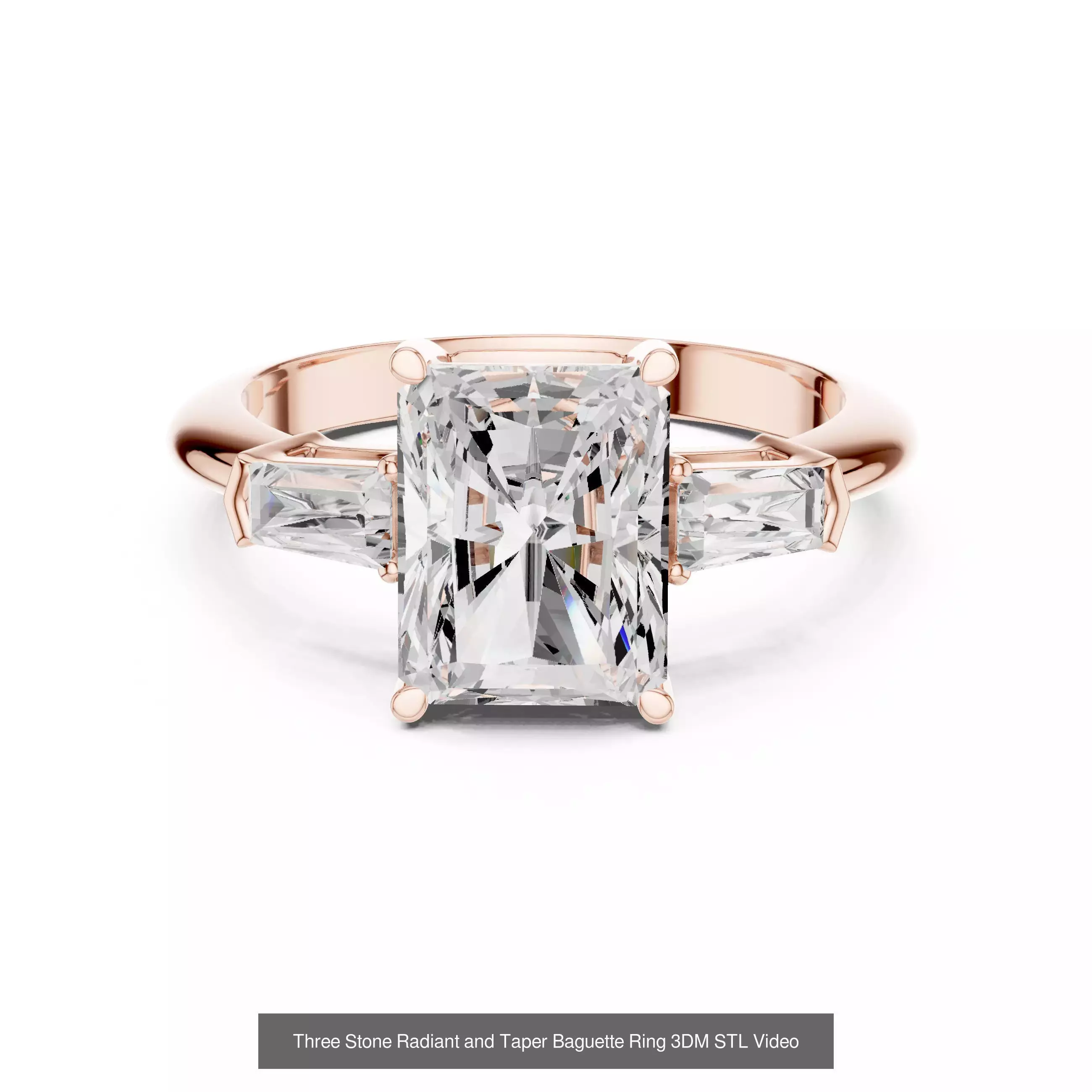 185 Three Stone Rings 3DM STL OBJ FBX 3 Color Render Video 3D Model Collection_56