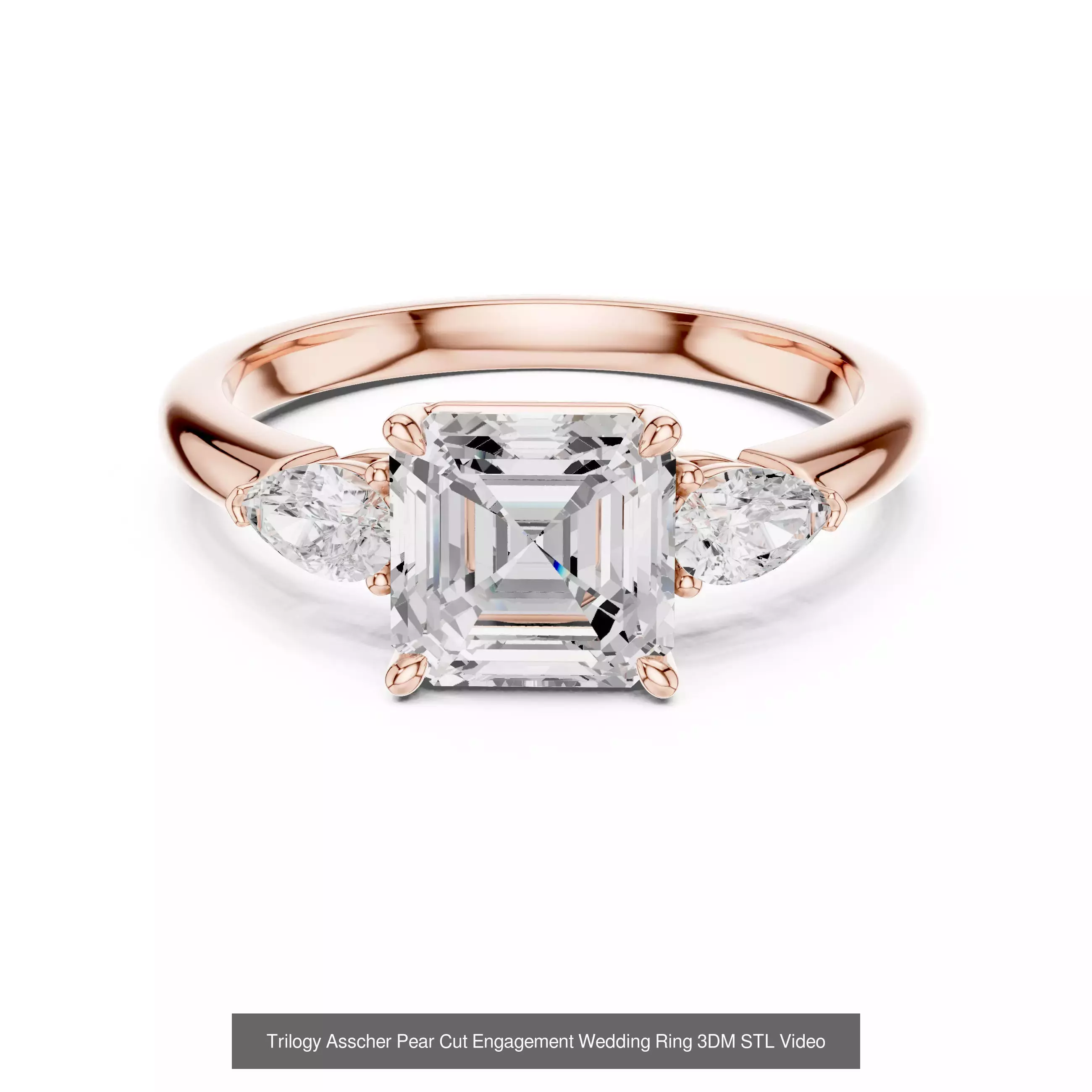 185 Three Stone Rings 3DM STL OBJ FBX 3 Color Render Video 3D Model Collection_158