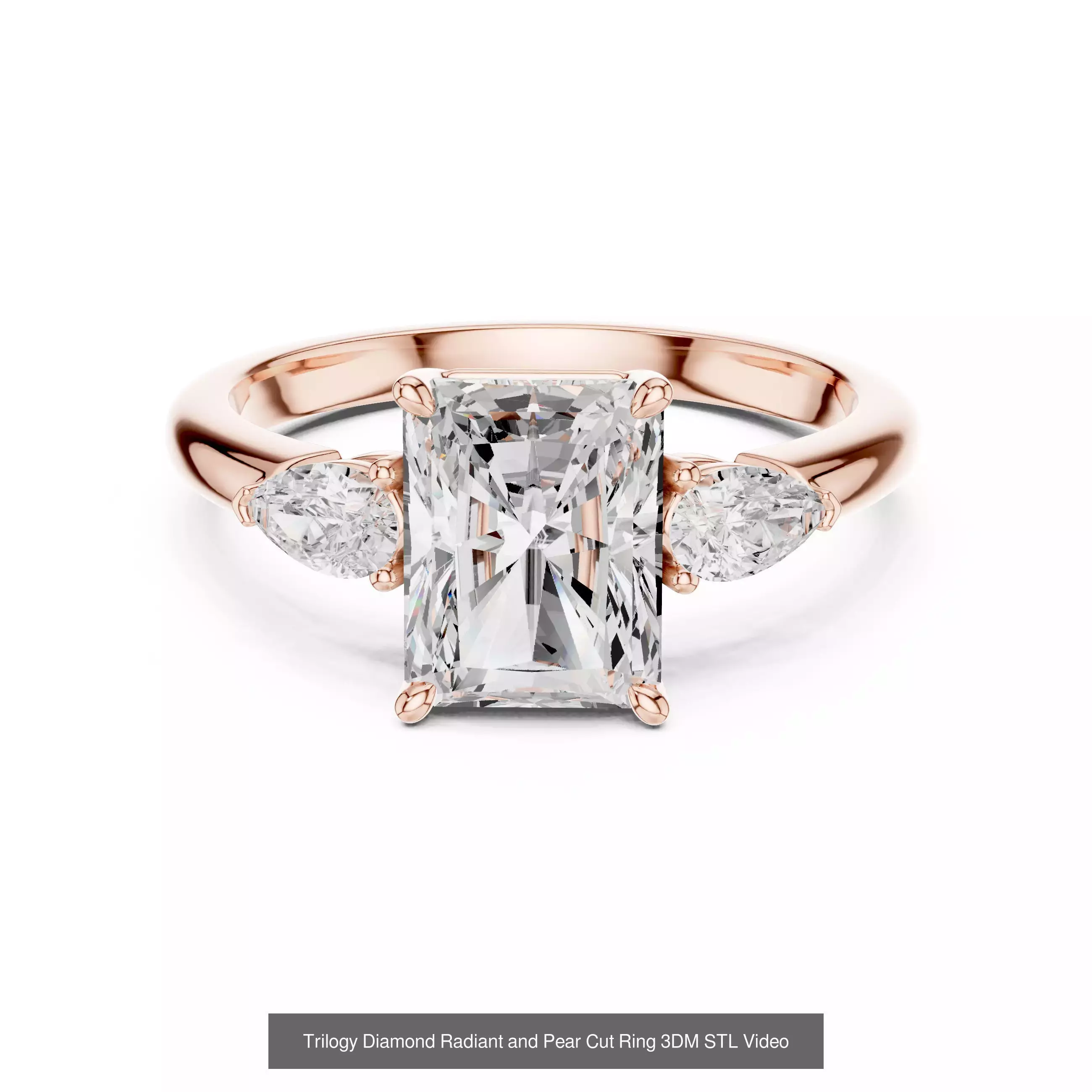 185 Three Stone Rings 3DM STL OBJ FBX 3 Color Render Video 3D Model Collection_163