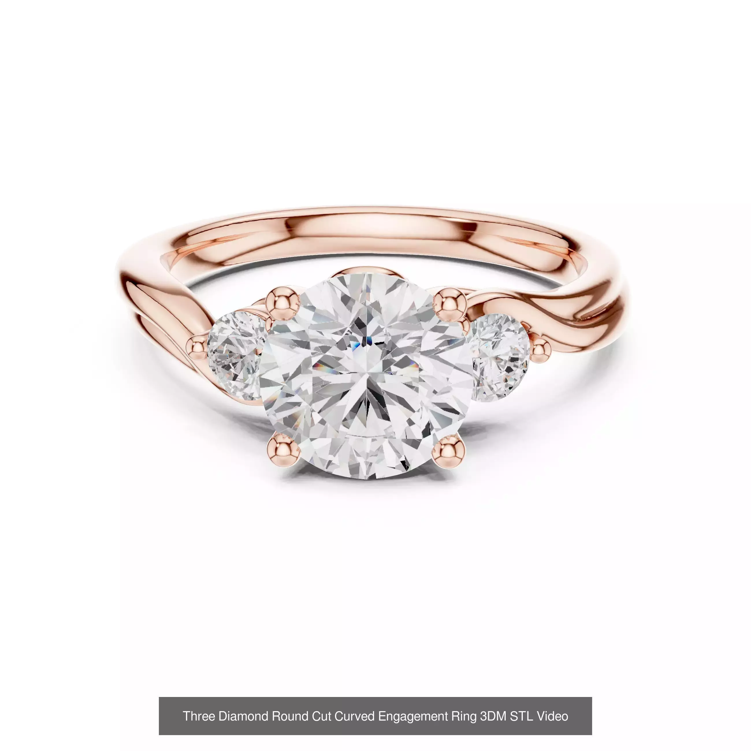 185 Three Stone Rings 3DM STL OBJ FBX 3 Color Render Video 3D Model Collection_94