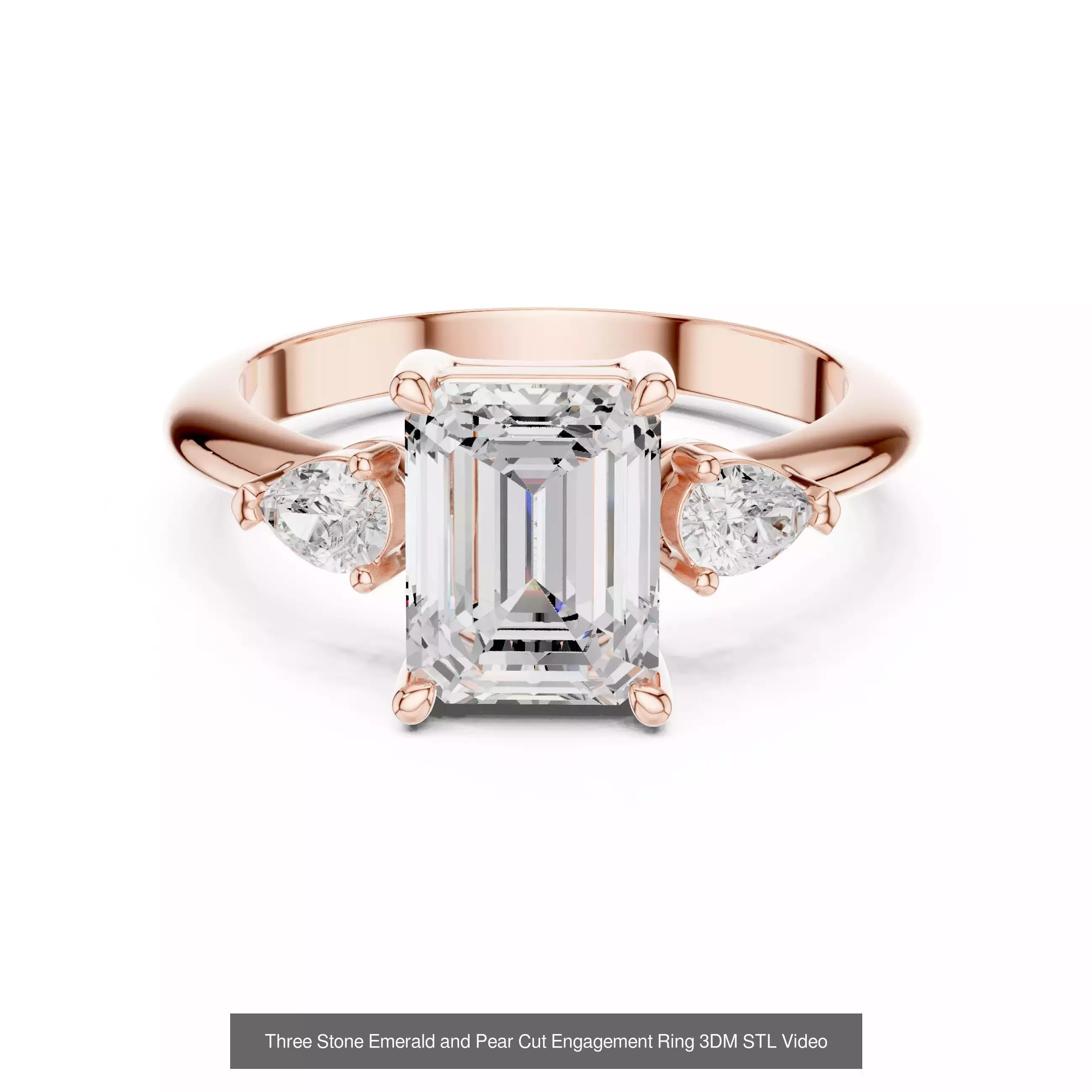 185 Three Stone Rings 3DM STL OBJ FBX 3 Color Render Video 3D Model Collection_40