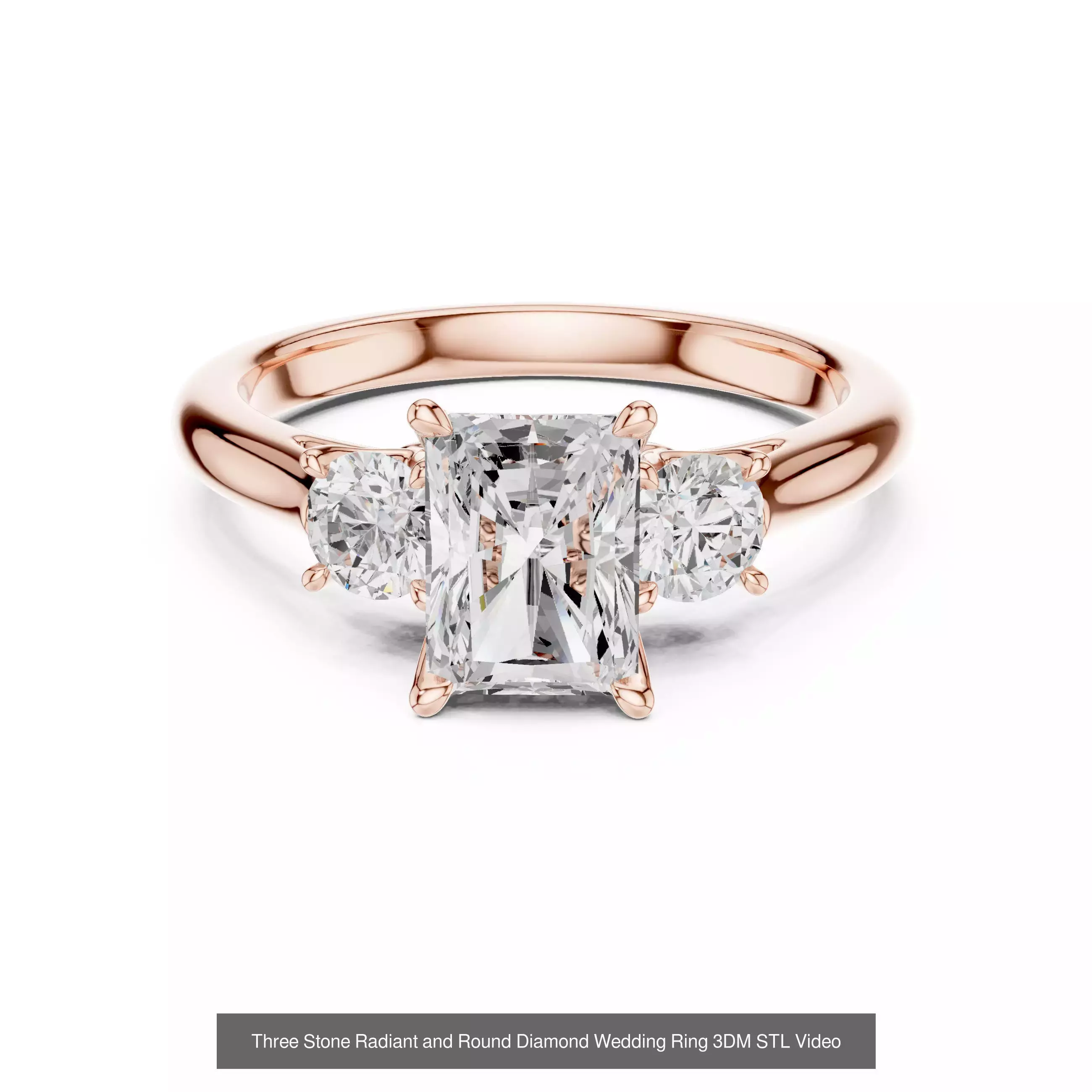 185 Three Stone Rings 3DM STL OBJ FBX 3 Color Render Video 3D Model Collection_126