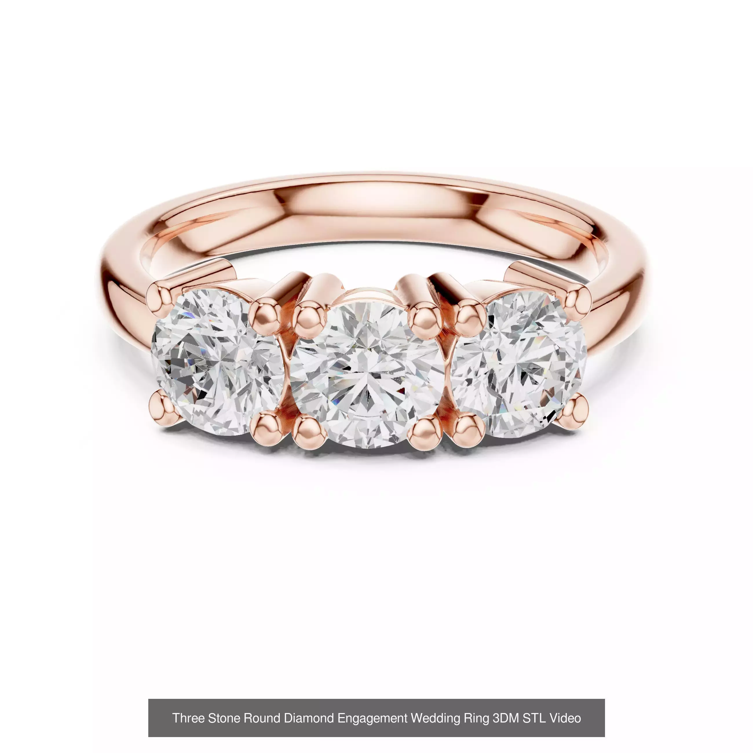 185 Three Stone Rings 3DM STL OBJ FBX 3 Color Render Video 3D Model Collection_109