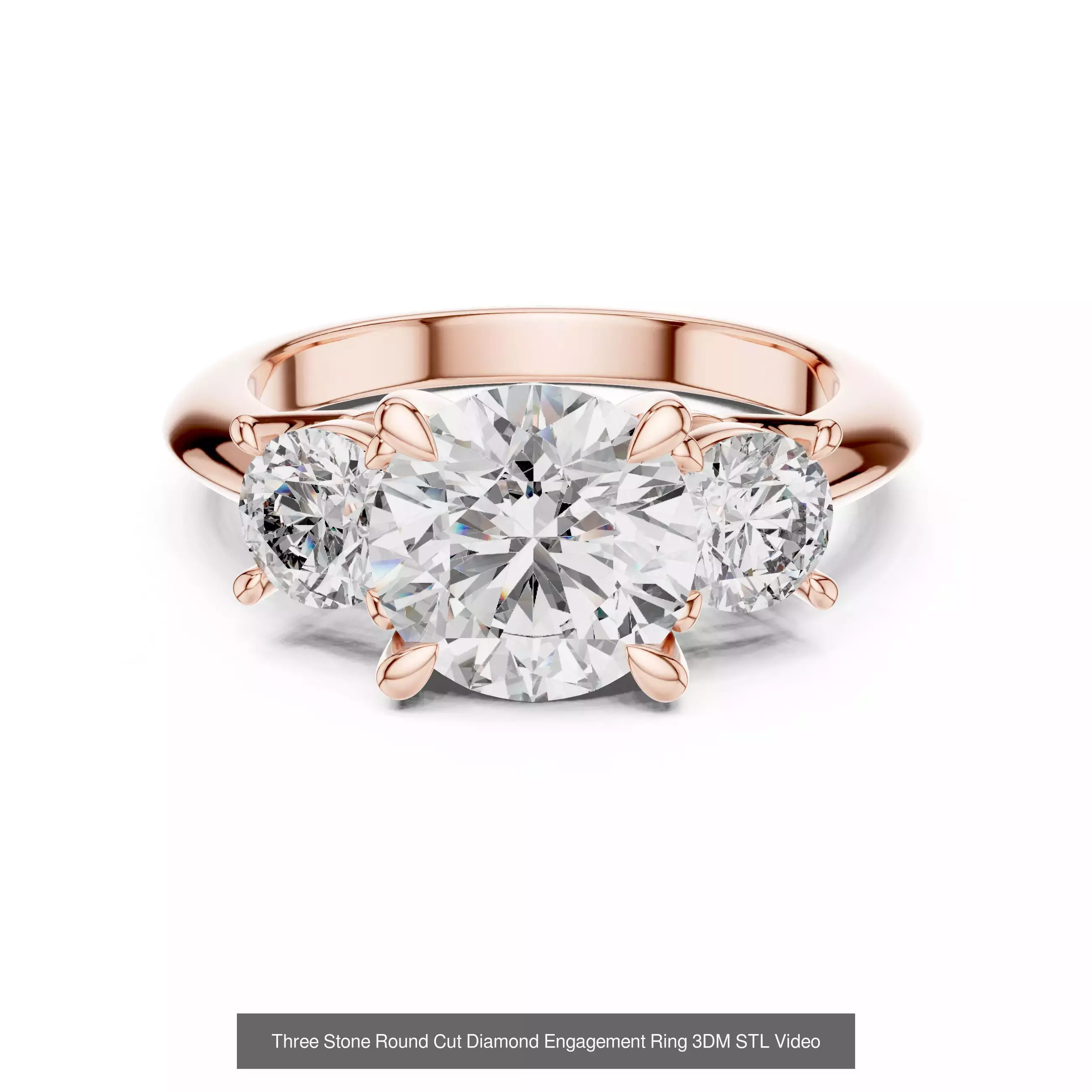 185 Three Stone Rings 3DM STL OBJ FBX 3 Color Render Video 3D Model Collection_204