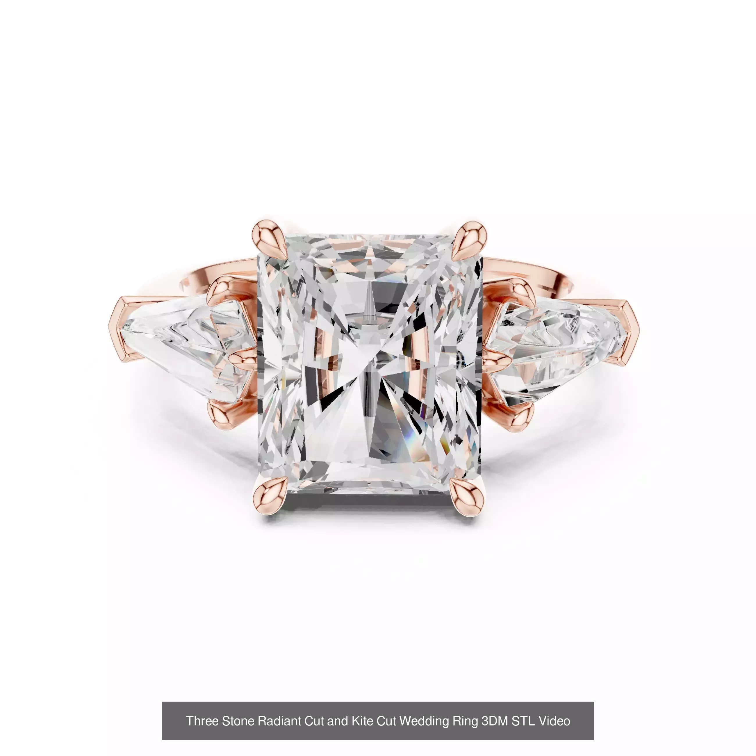 185 Three Stone Rings 3DM STL OBJ FBX 3 Color Render Video 3D Model Collection_189