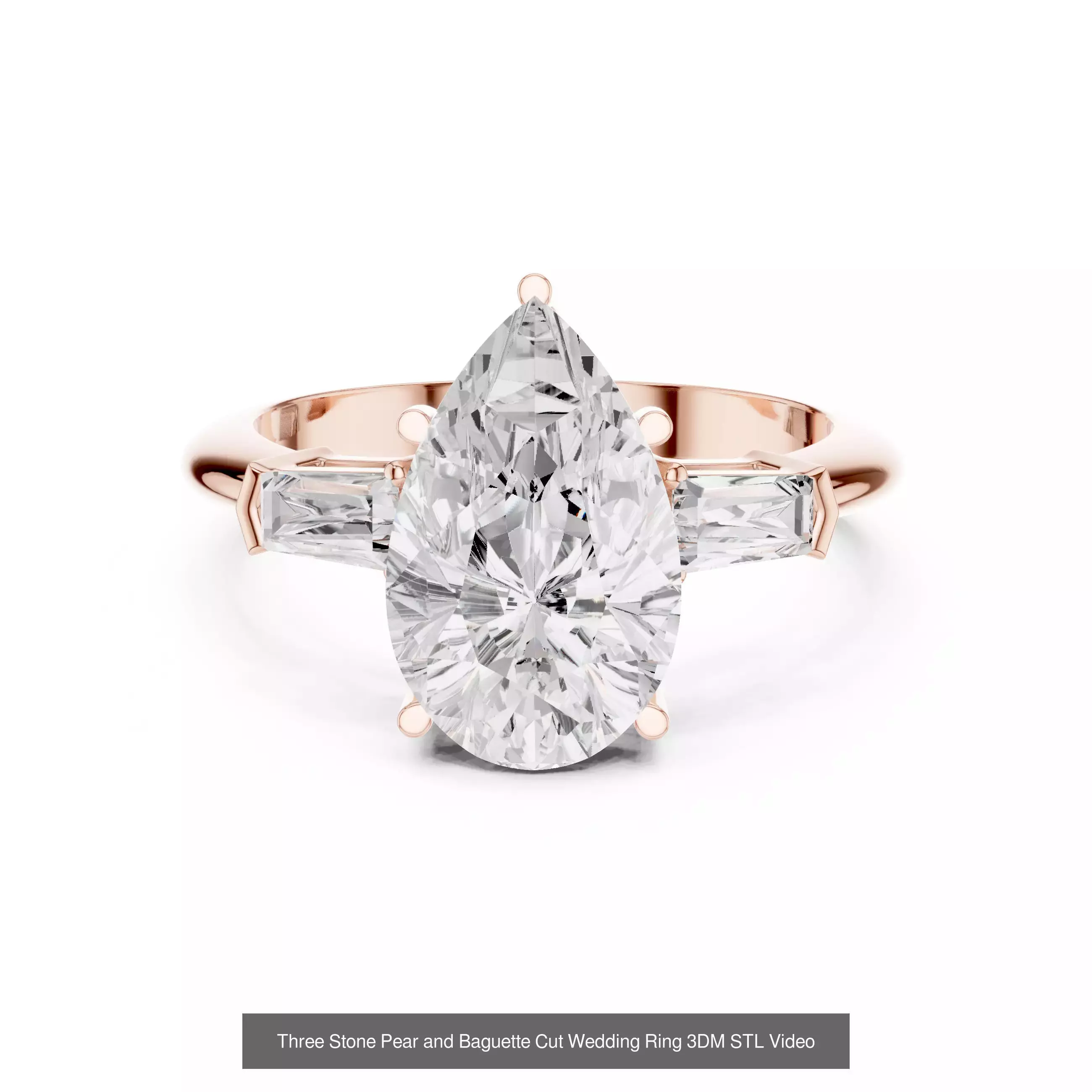 185 Three Stone Rings 3DM STL OBJ FBX 3 Color Render Video 3D Model Collection_54