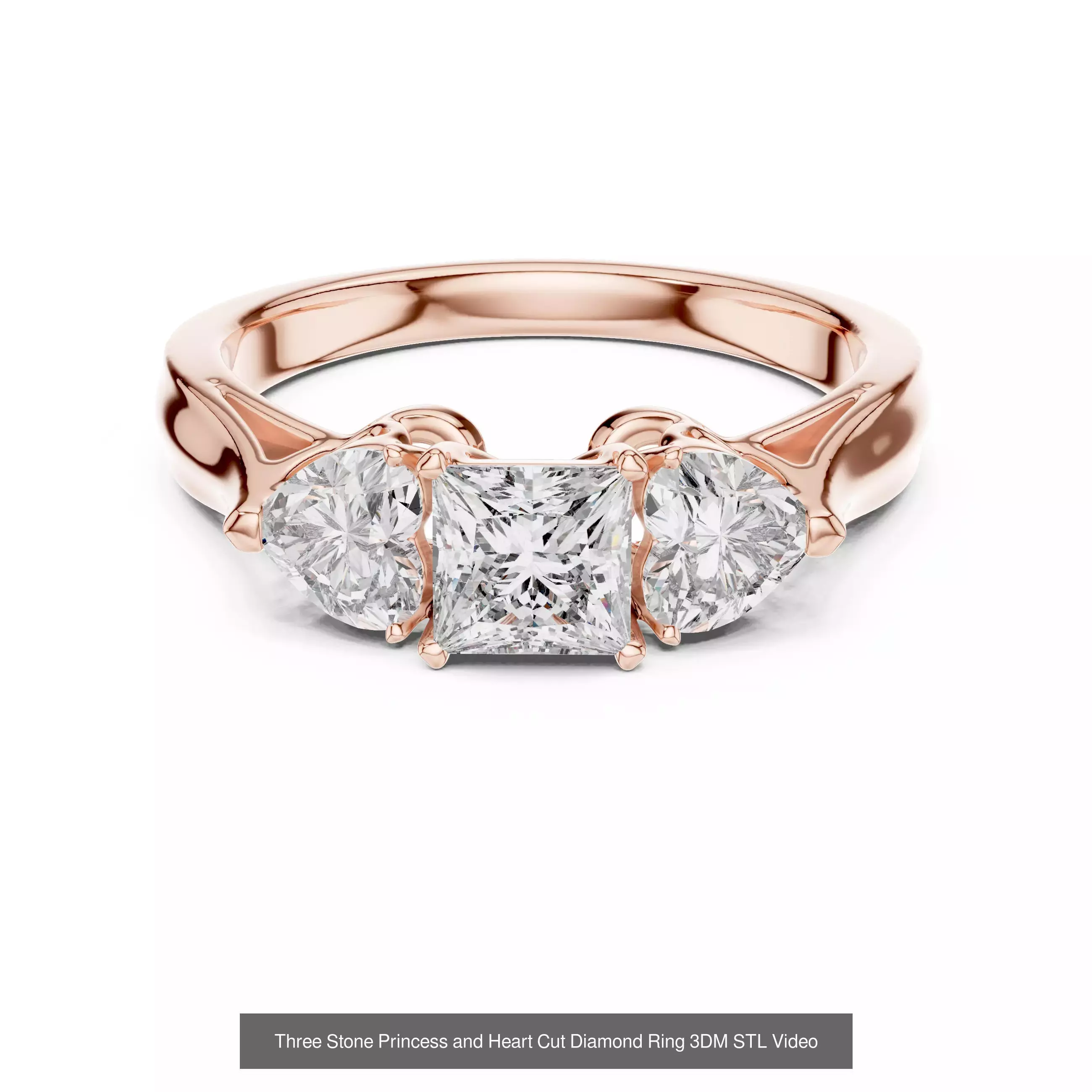 185 Three Stone Rings 3DM STL OBJ FBX 3 Color Render Video 3D Model Collection_192