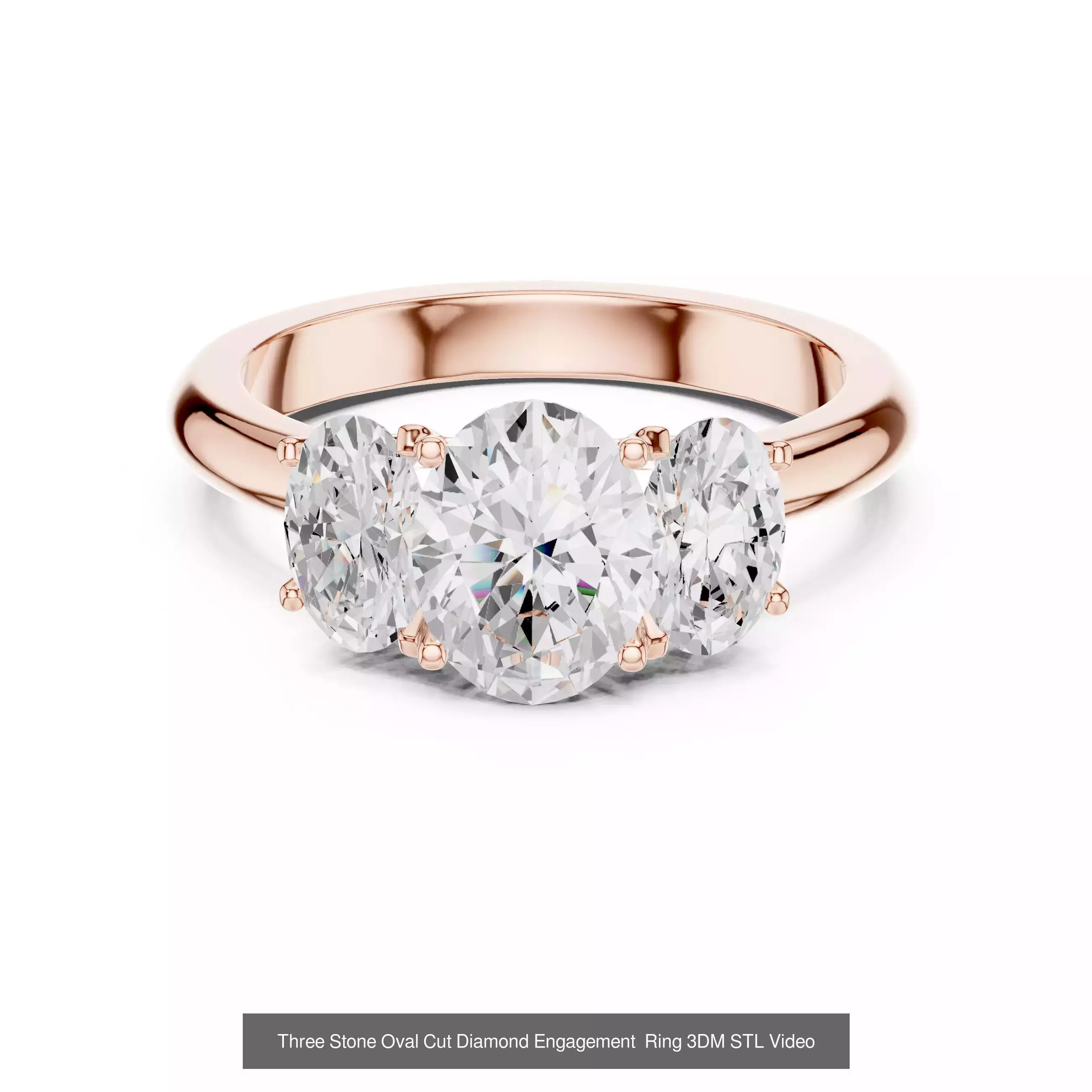 185 Three Stone Rings 3DM STL OBJ FBX 3 Color Render Video 3D Model Collection_190