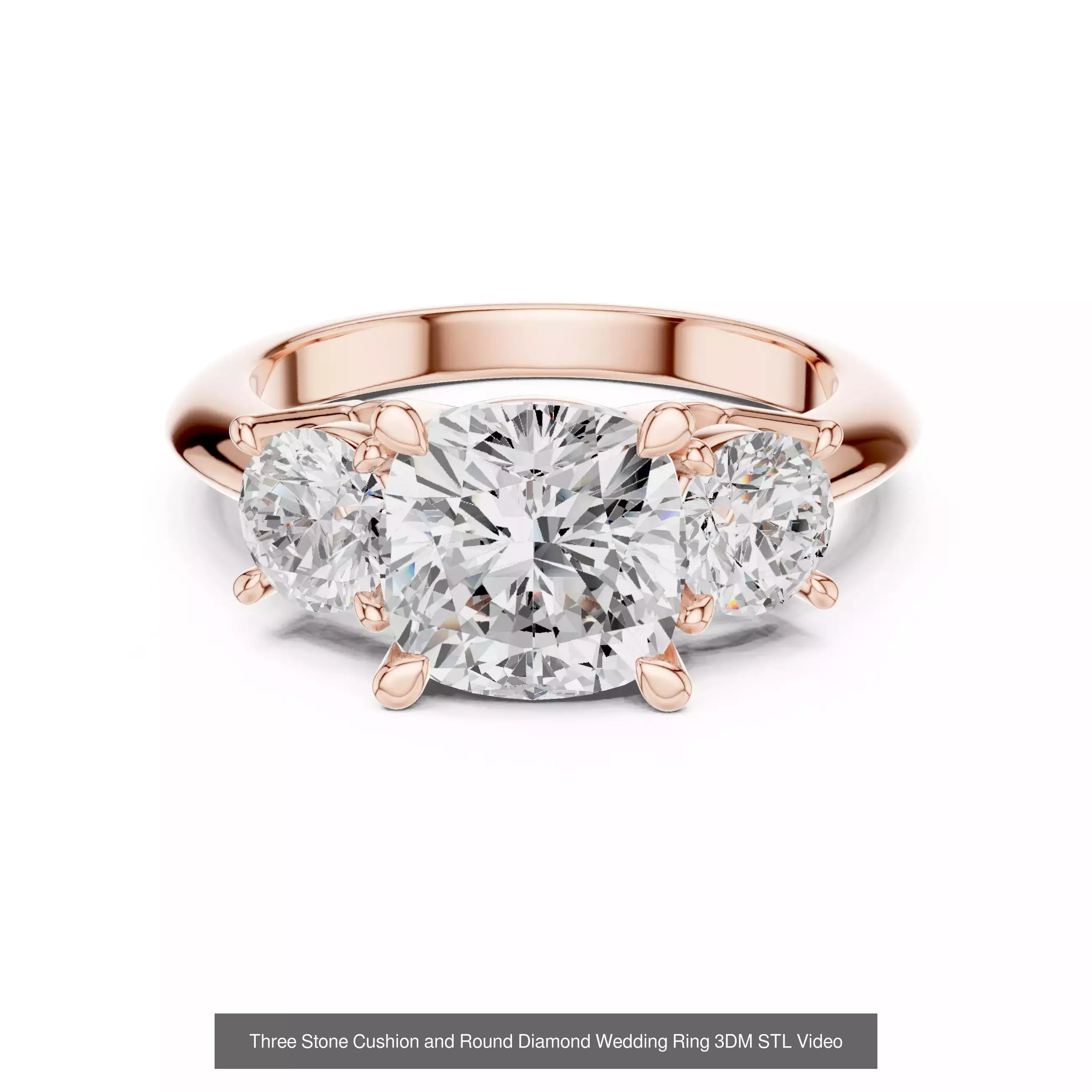 185 Three Stone Rings 3DM STL OBJ FBX 3 Color Render Video 3D Model Collection_177