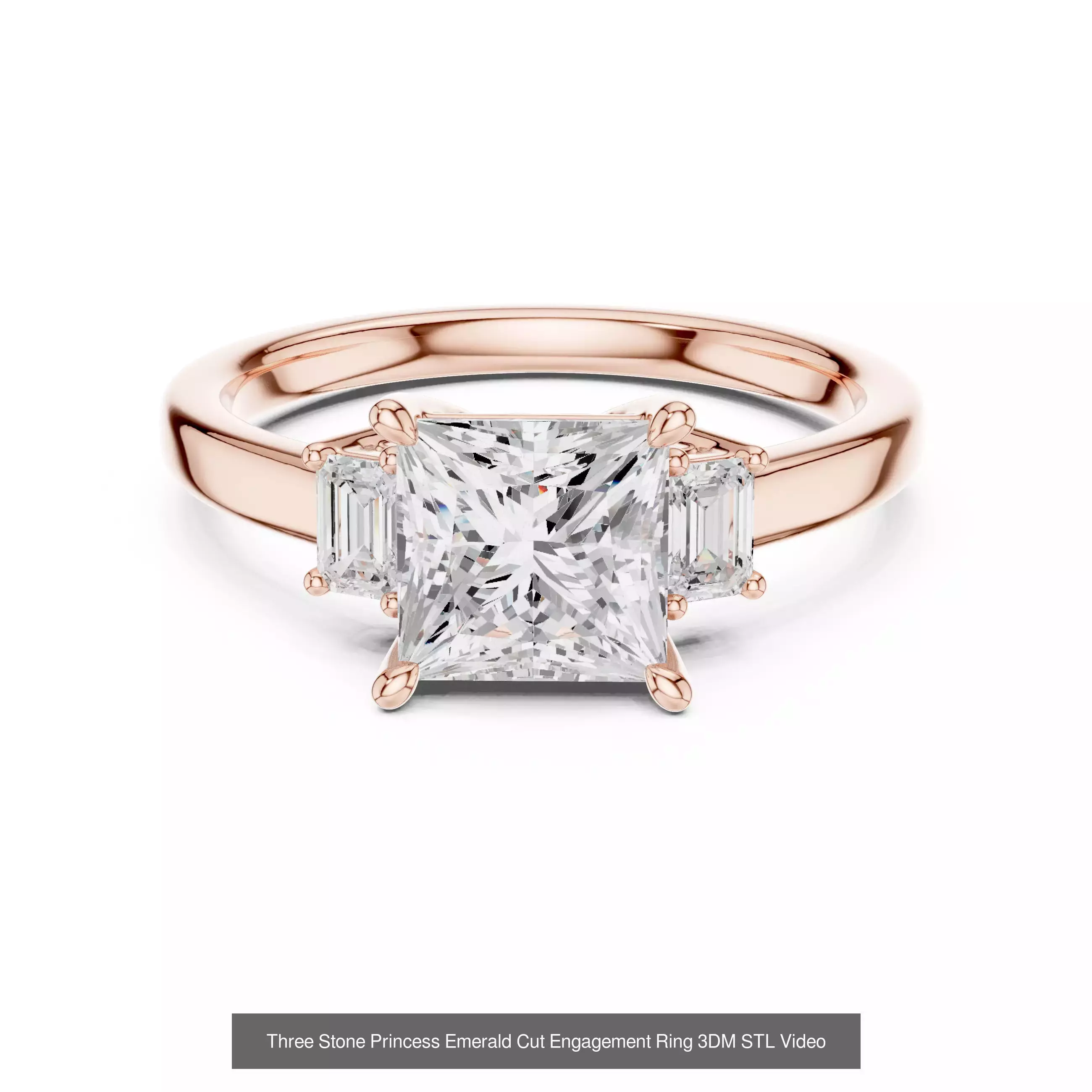 185 Three Stone Rings 3DM STL OBJ FBX 3 Color Render Video 3D Model Collection_123