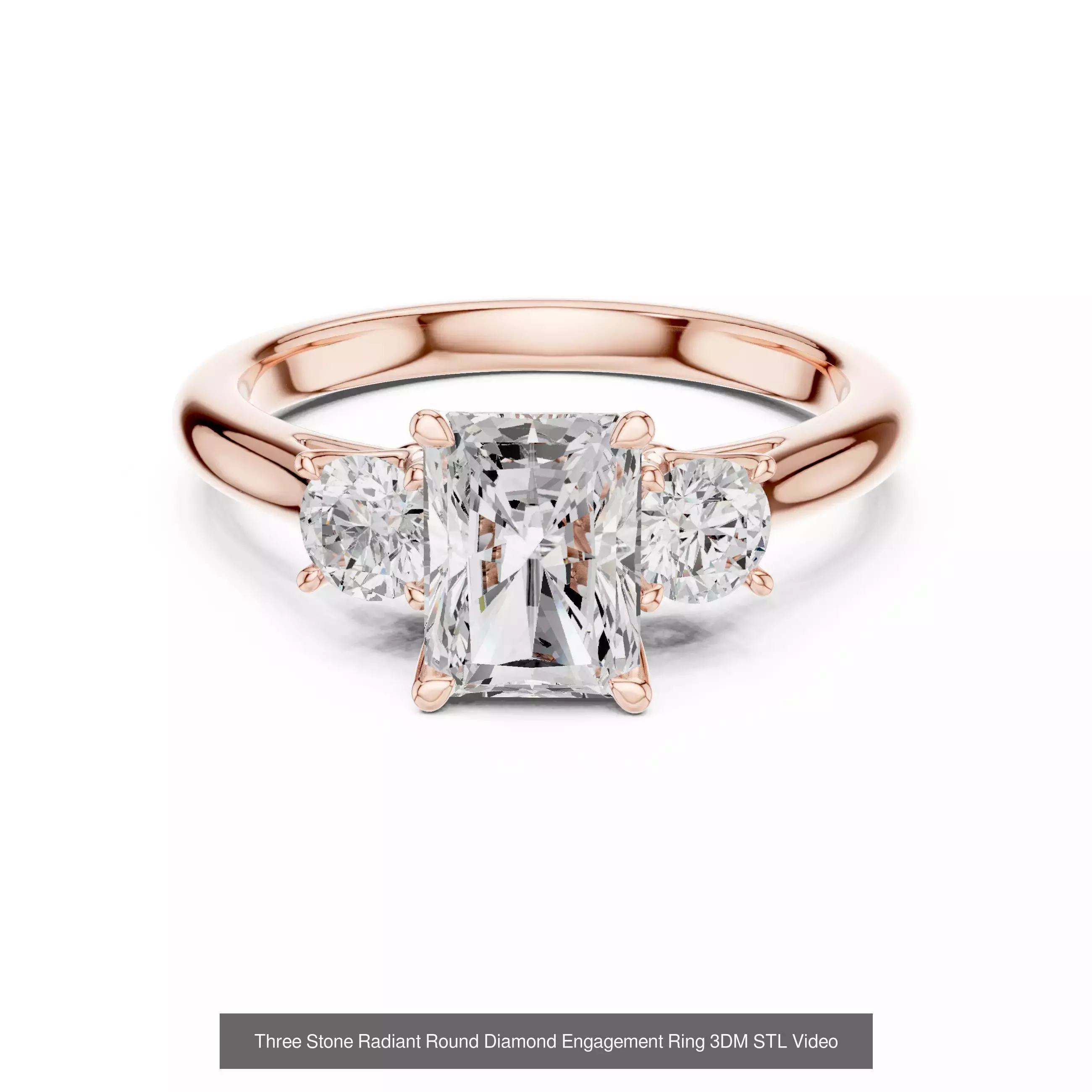 185 Three Stone Rings 3DM STL OBJ FBX 3 Color Render Video 3D Model Collection_175