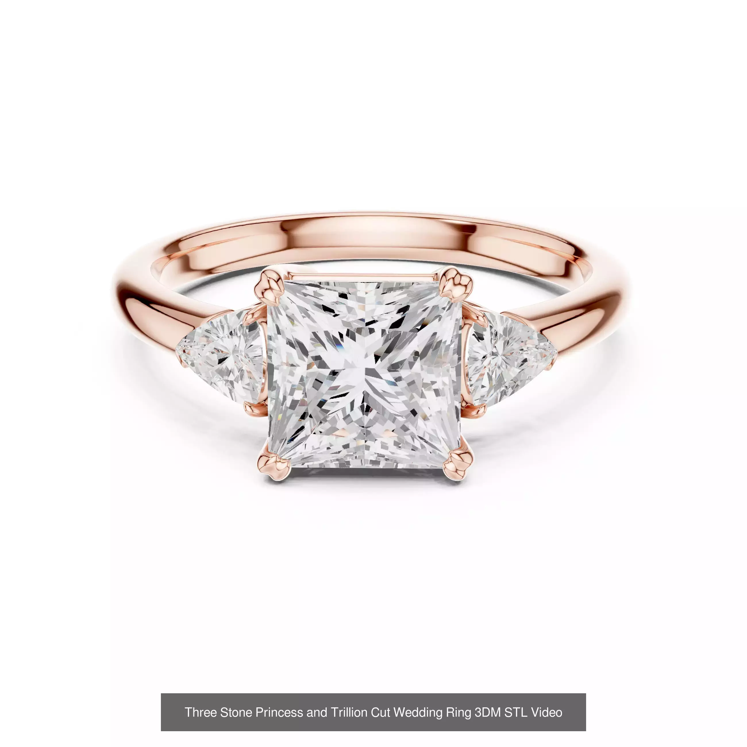 185 Three Stone Rings 3DM STL OBJ FBX 3 Color Render Video 3D Model Collection_147