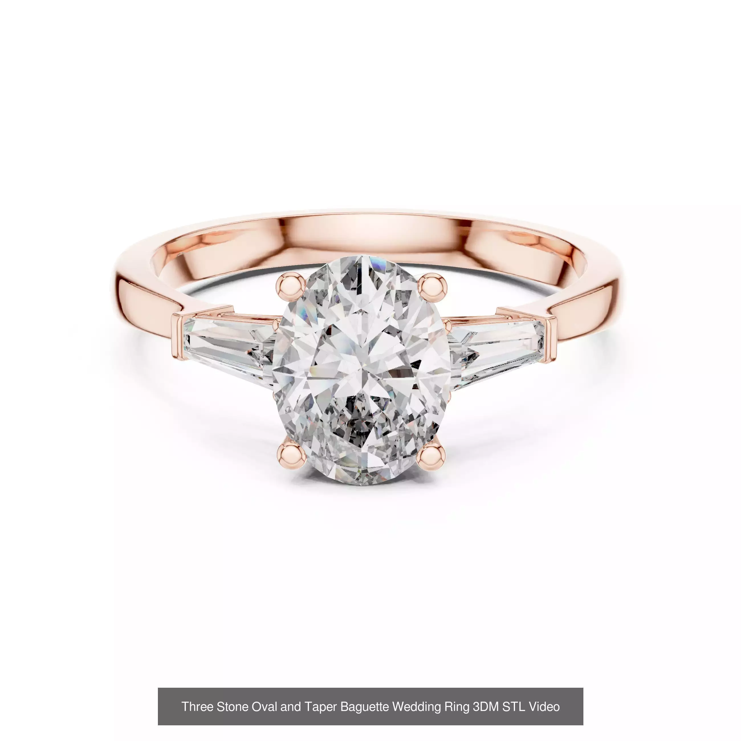 185 Three Stone Rings 3DM STL OBJ FBX 3 Color Render Video 3D Model Collection_85