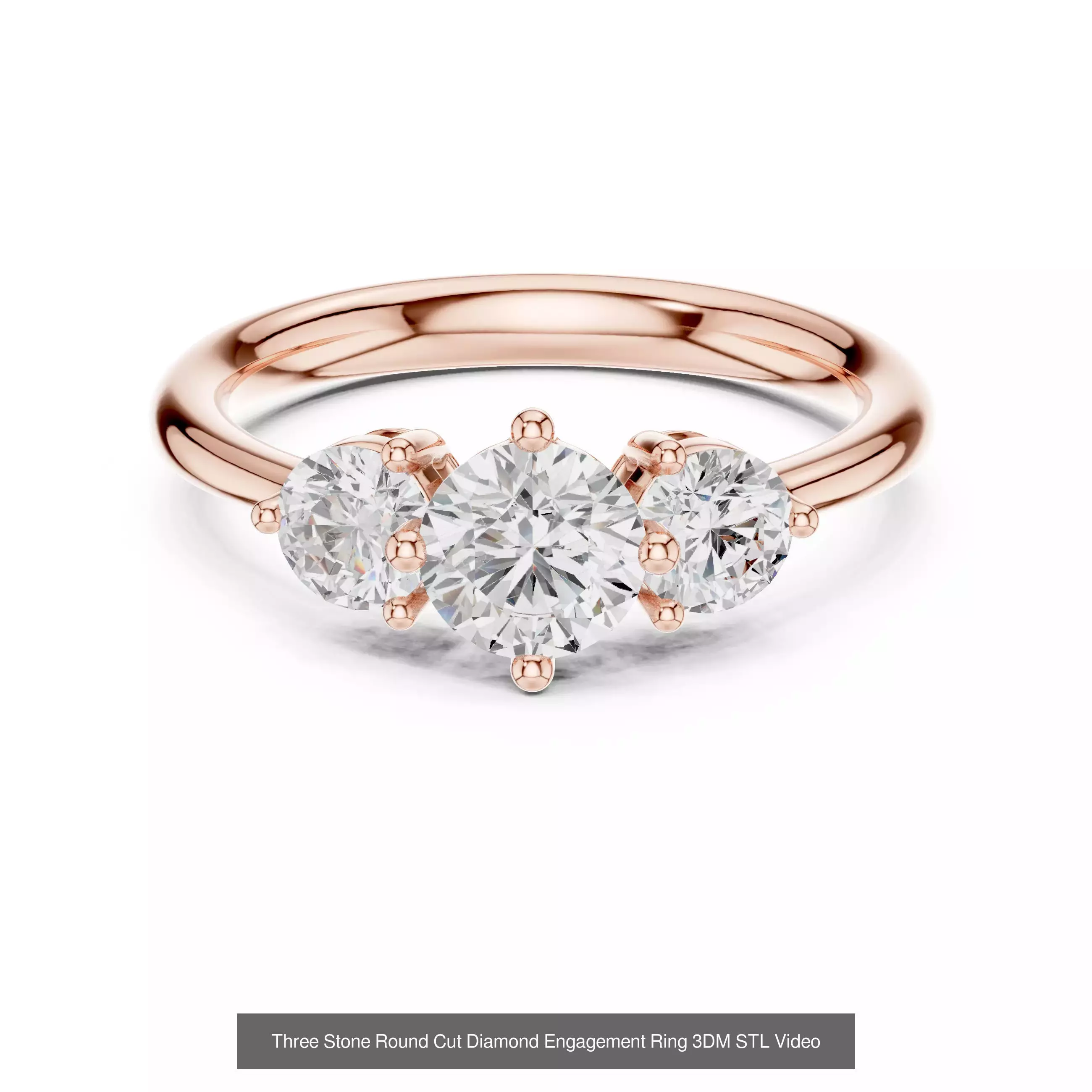 185 Three Stone Rings 3DM STL OBJ FBX 3 Color Render Video 3D Model Collection_113